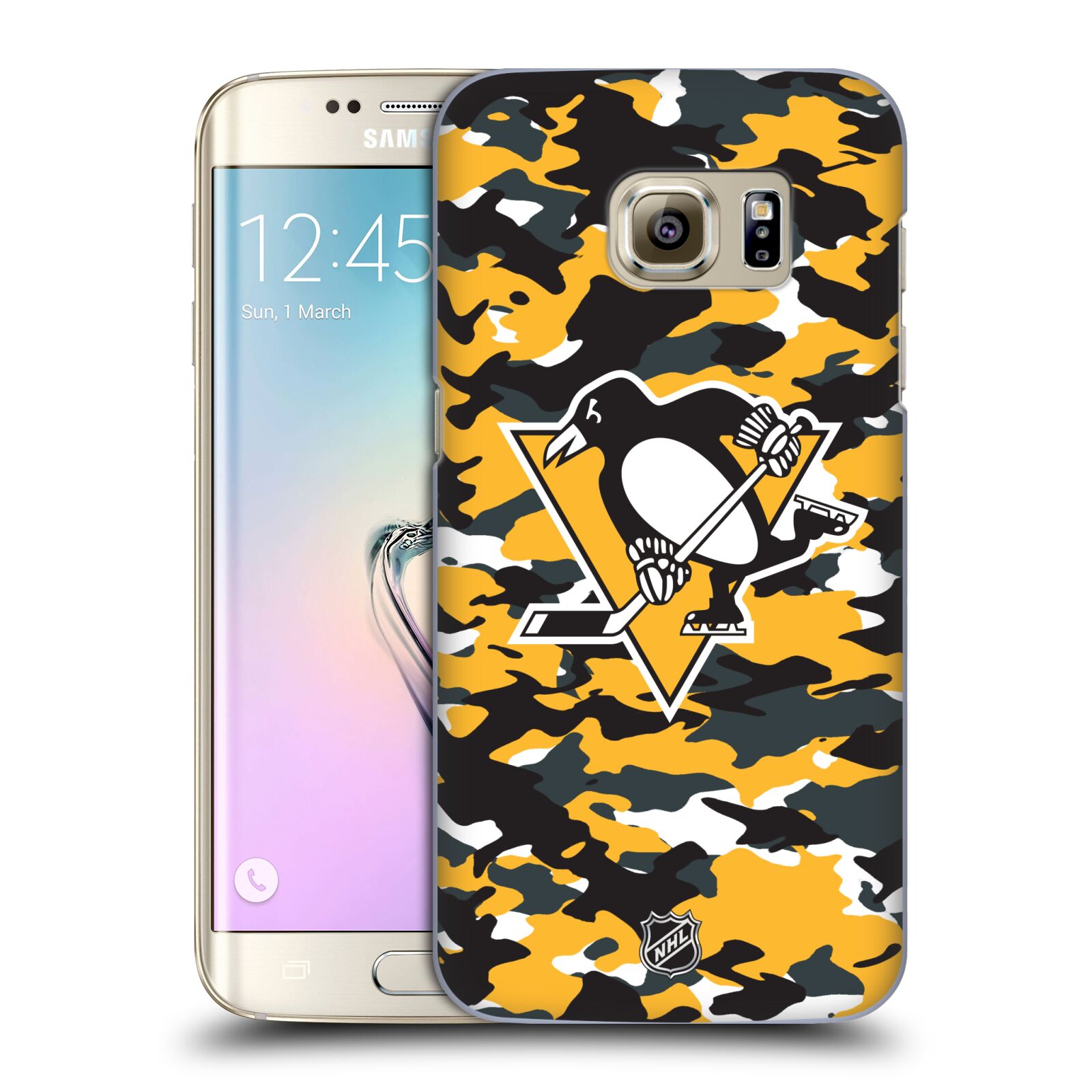 Pouzdro na mobil Samsung Galaxy S7 EDGE - HEAD CASE - Hokej NHL - Pittsburgh Penguins - kamufláž znak