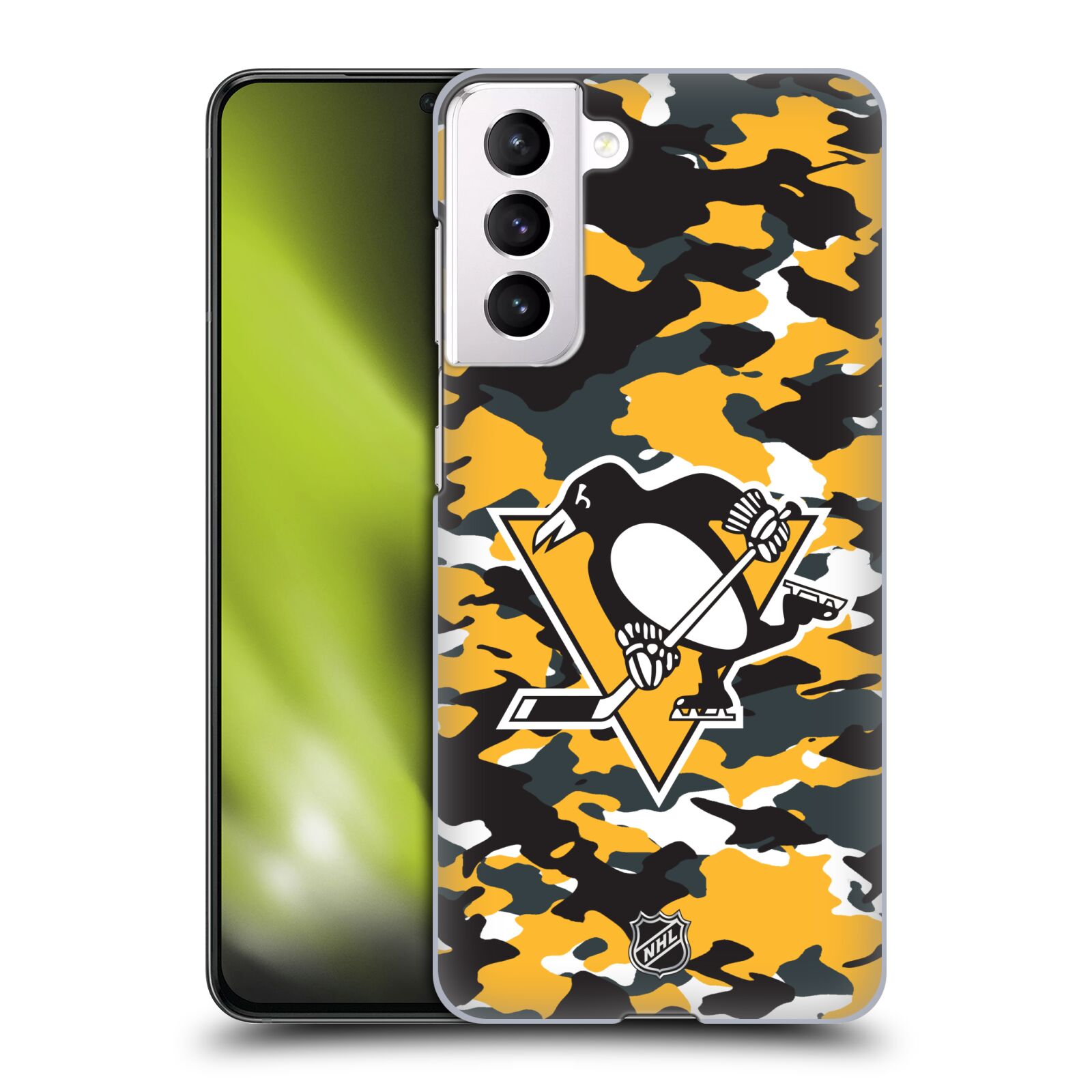 Pouzdro na mobil Samsung Galaxy S21 5G - HEAD CASE - Hokej NHL - Pittsburgh Penguins - kamufláž znak