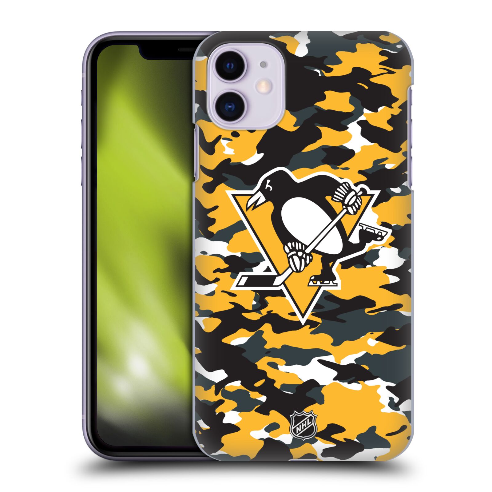Pouzdro na mobil Apple Iphone 11 - HEAD CASE - Hokej NHL - Pittsburgh Penguins - kamufláž znak