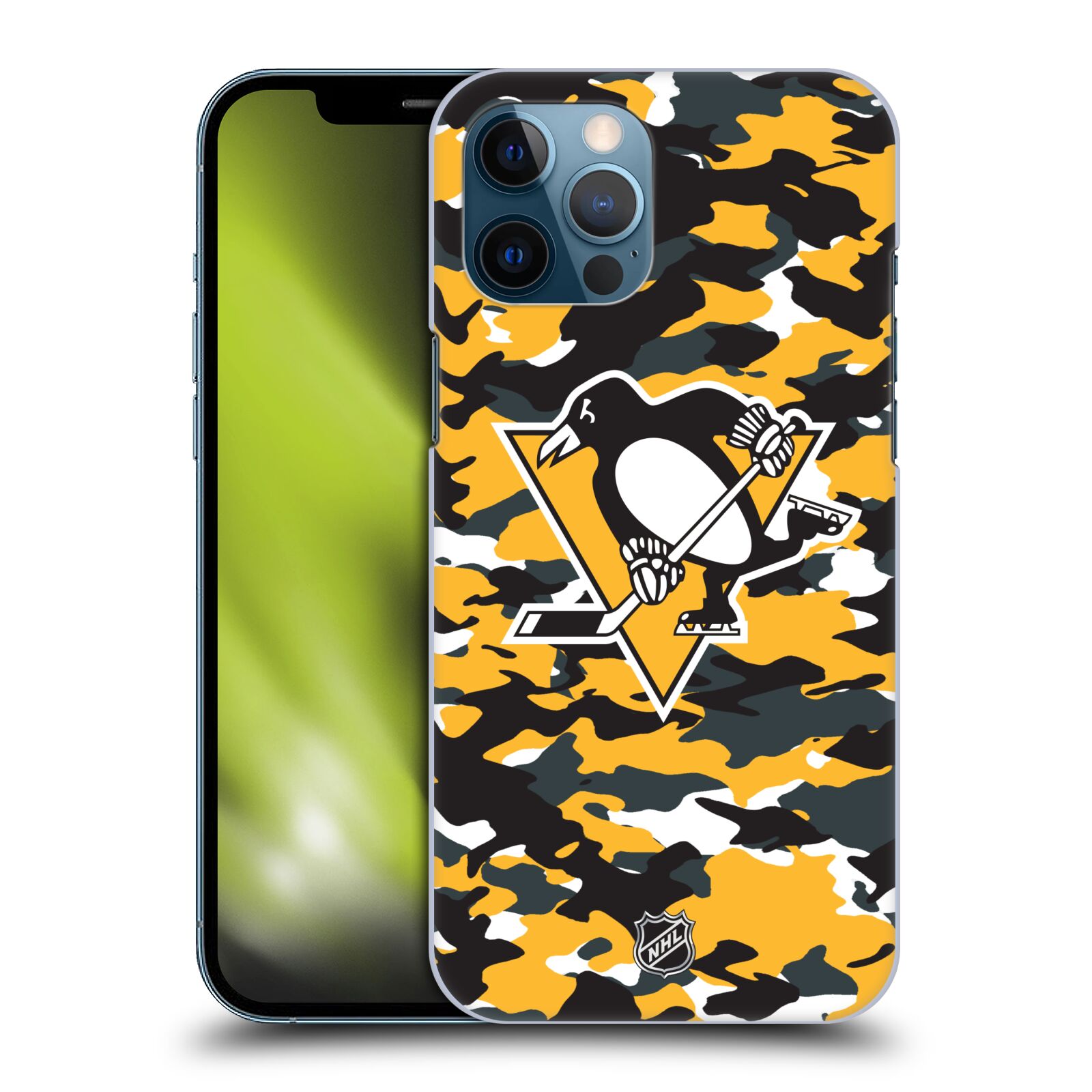 Pouzdro na mobil Apple Iphone 12 PRO MAX - HEAD CASE - Hokej NHL - Pittsburgh Penguins - kamufláž znak