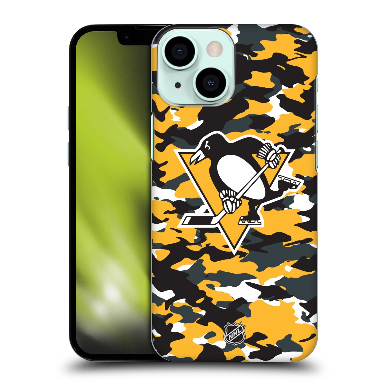 Pouzdro na mobil Apple Iphone 13 MINI - HEAD CASE - Hokej NHL - Pittsburgh Penguins - kamufláž znak