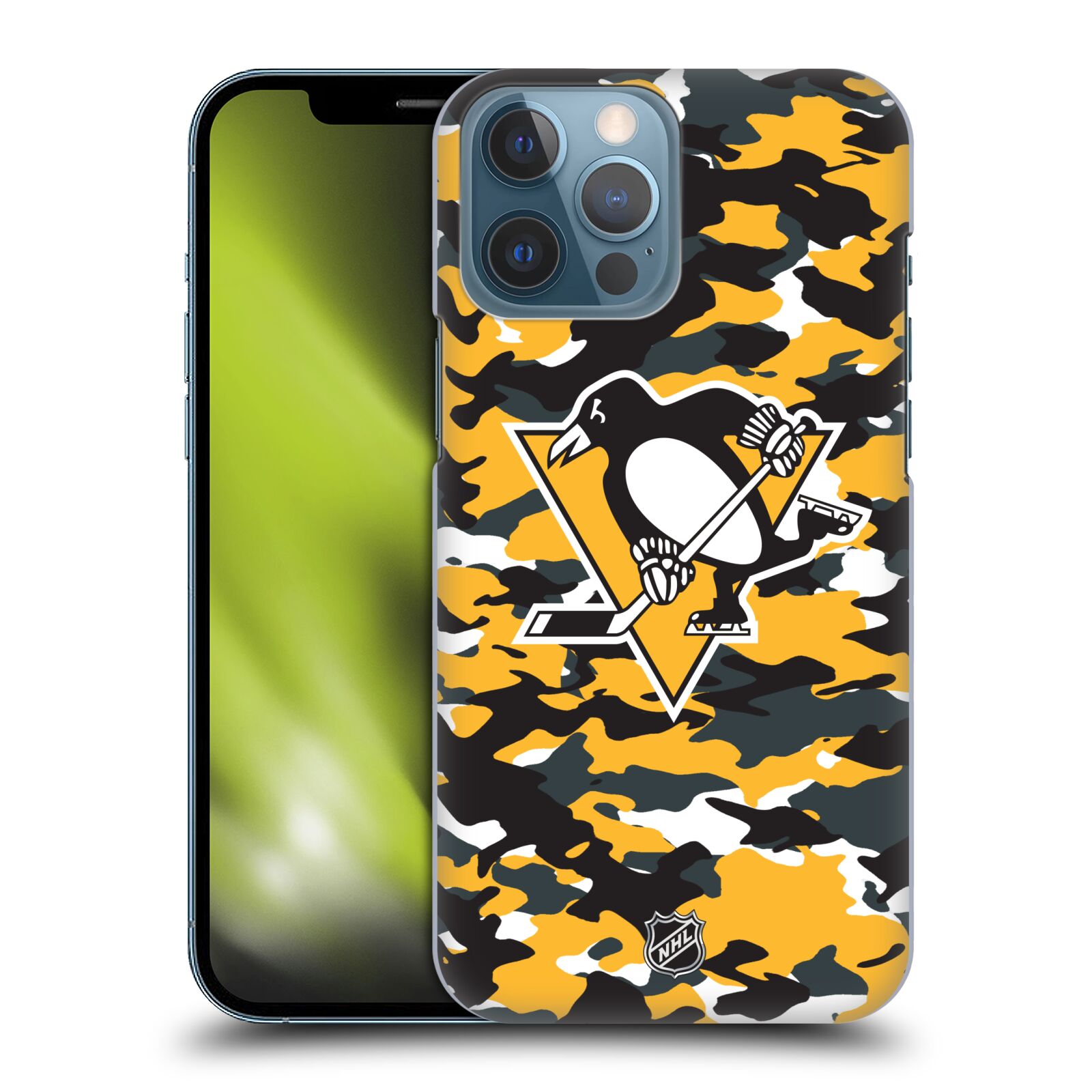 Pouzdro na mobil Apple Iphone 13 PRO MAX - HEAD CASE - Hokej NHL - Pittsburgh Penguins - kamufláž znak