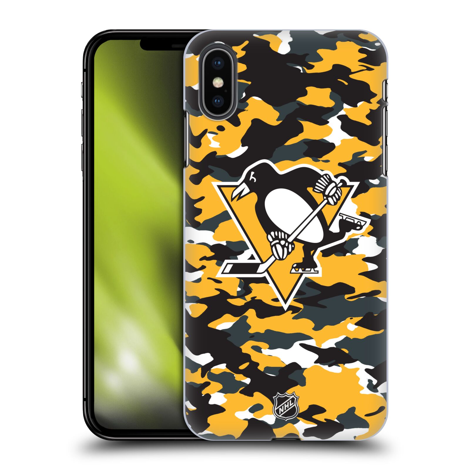 Pouzdro na mobil Apple Iphone XS MAX - HEAD CASE - Hokej NHL - Pittsburgh Penguins - kamufláž znak