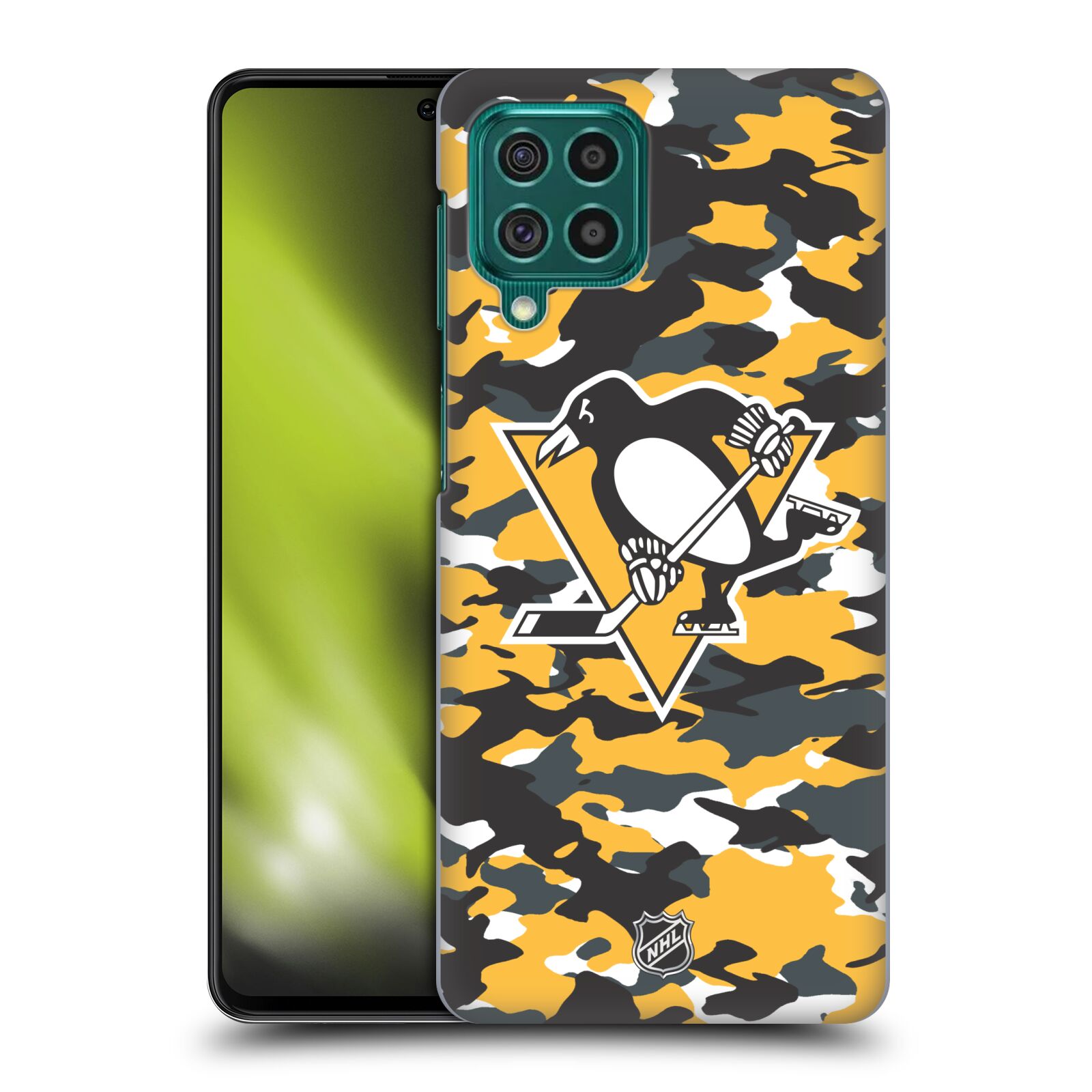 Pouzdro na mobil Samsung Galaxy M62 - HEAD CASE - Hokej NHL - Pittsburgh Penguins - kamufláž znak