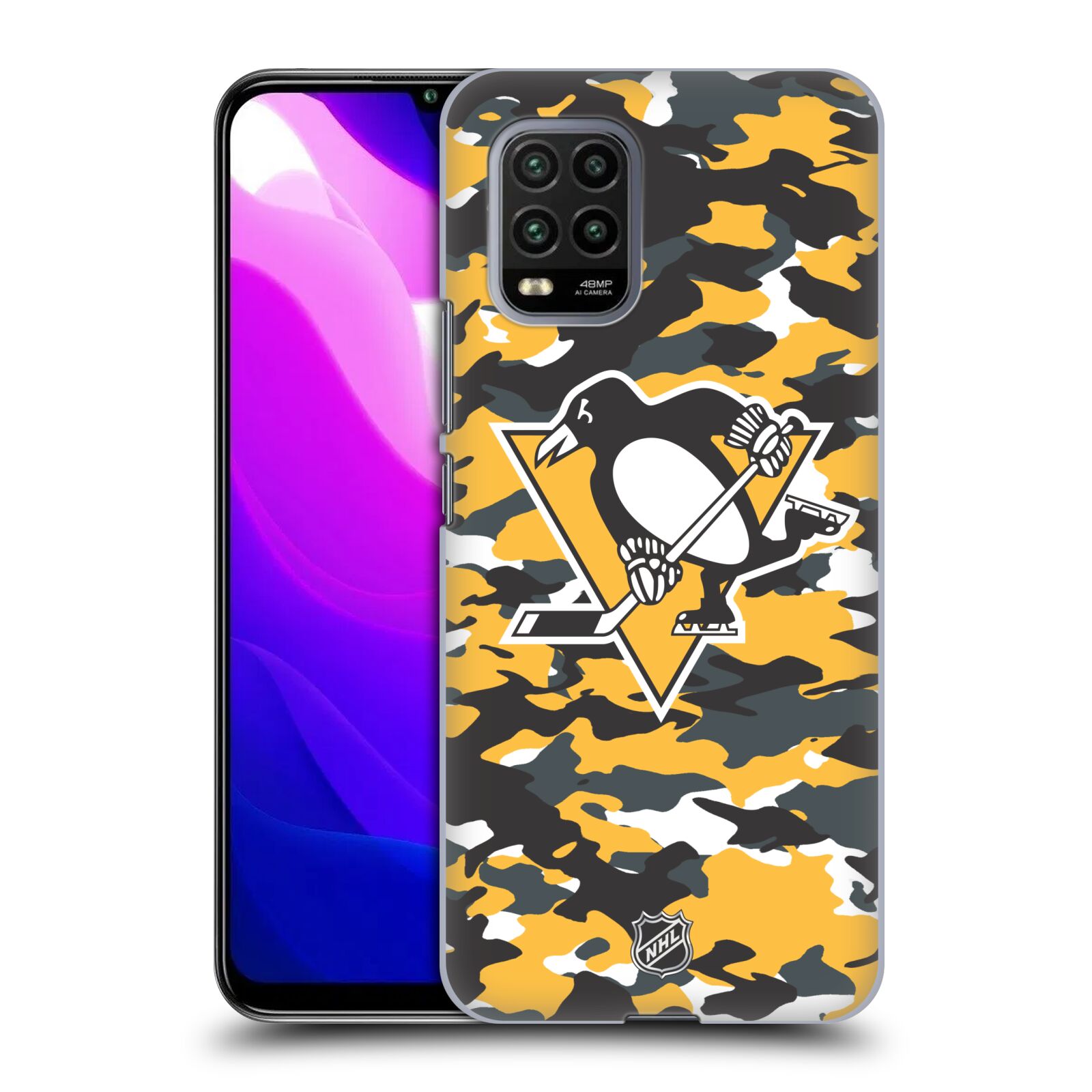Pouzdro na mobil Xiaomi  Mi 10 LITE / Mi 10 LITE 5G - HEAD CASE - Hokej NHL - Pittsburgh Penguins - kamufláž znak