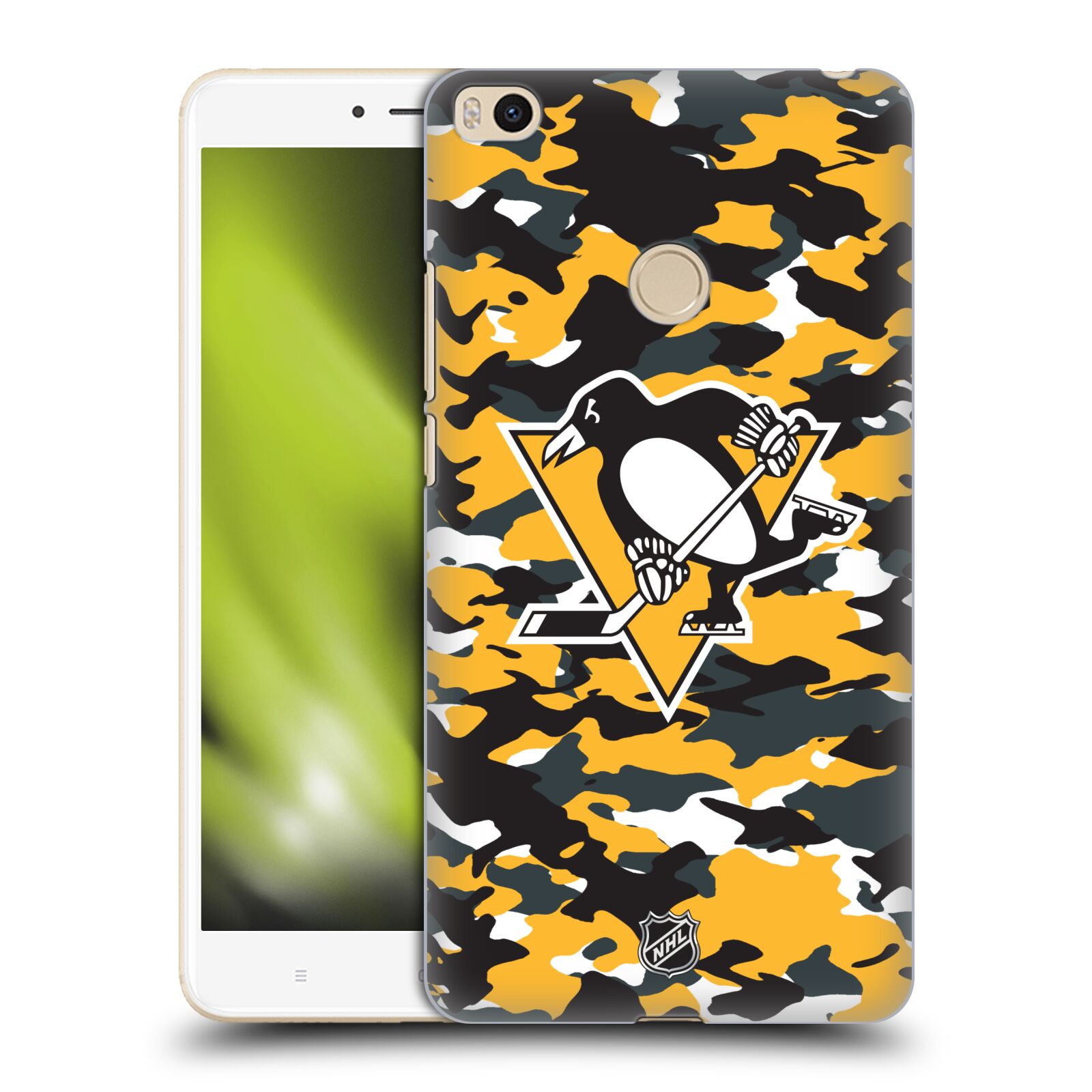 Pouzdro na mobil Xiaomi Mi Max 2 - HEAD CASE - Hokej NHL - Pittsburgh Penguins - kamufláž znak