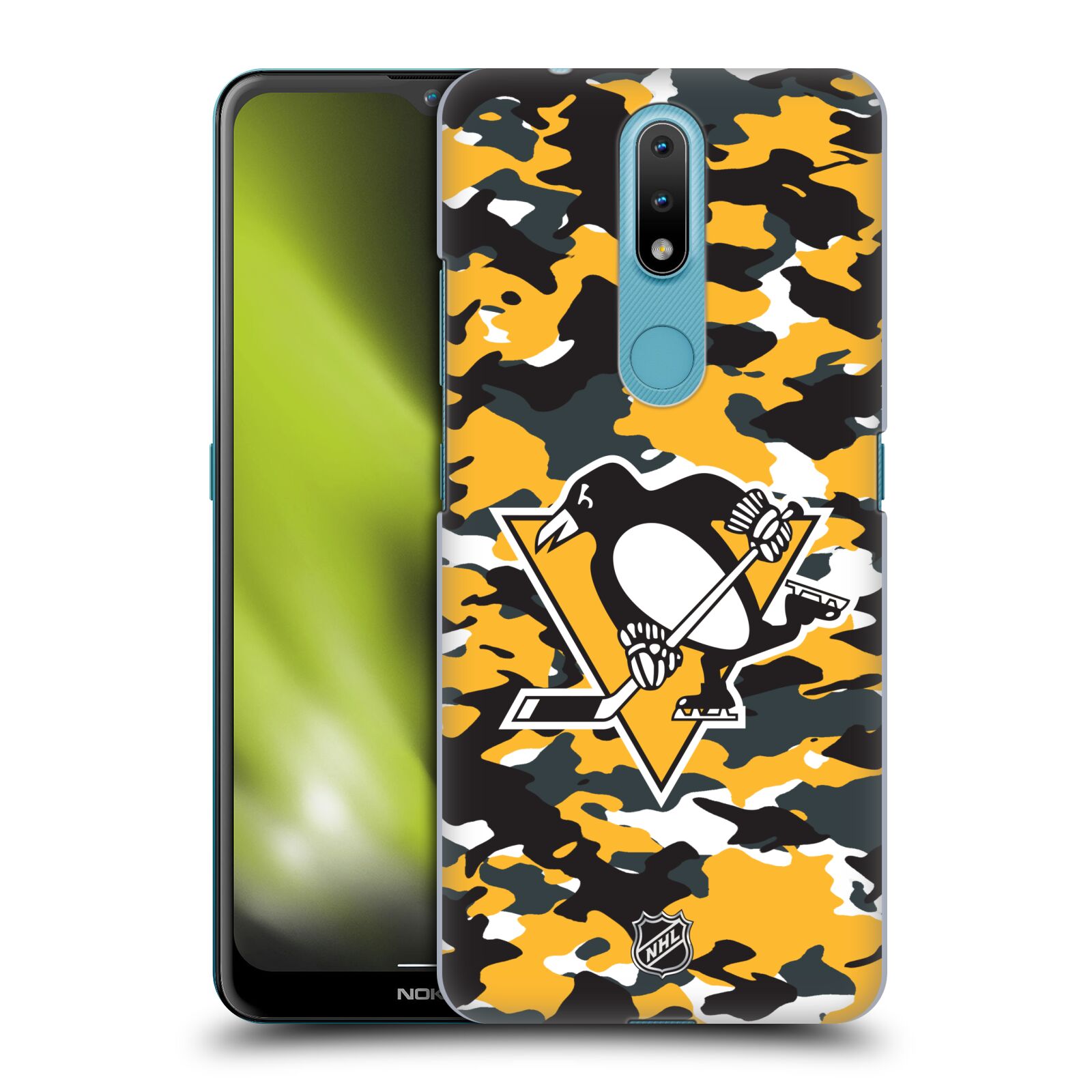Pouzdro na mobil Nokia 2.4 - HEAD CASE - Hokej NHL - Pittsburgh Penguins - kamufláž znak