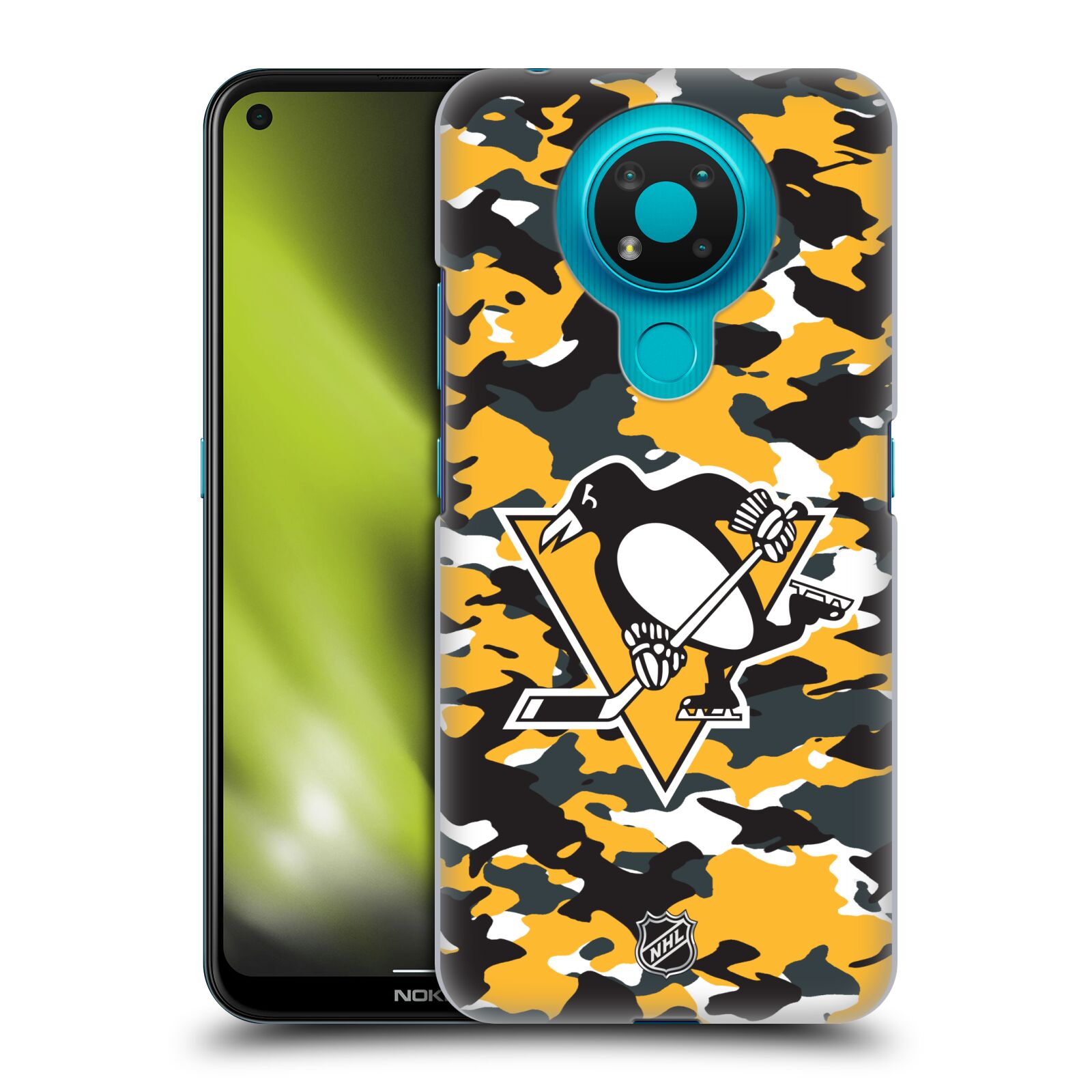 Pouzdro na mobil Nokia 3.4 - HEAD CASE - Hokej NHL - Pittsburgh Penguins - kamufláž znak