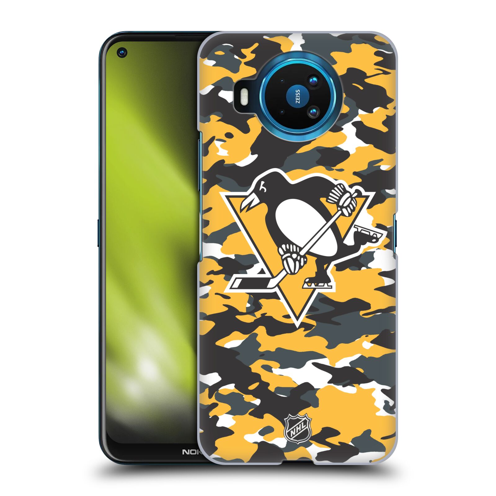 Pouzdro na mobil NOKIA 8.3 - HEAD CASE - Hokej NHL - Pittsburgh Penguins - kamufláž znak