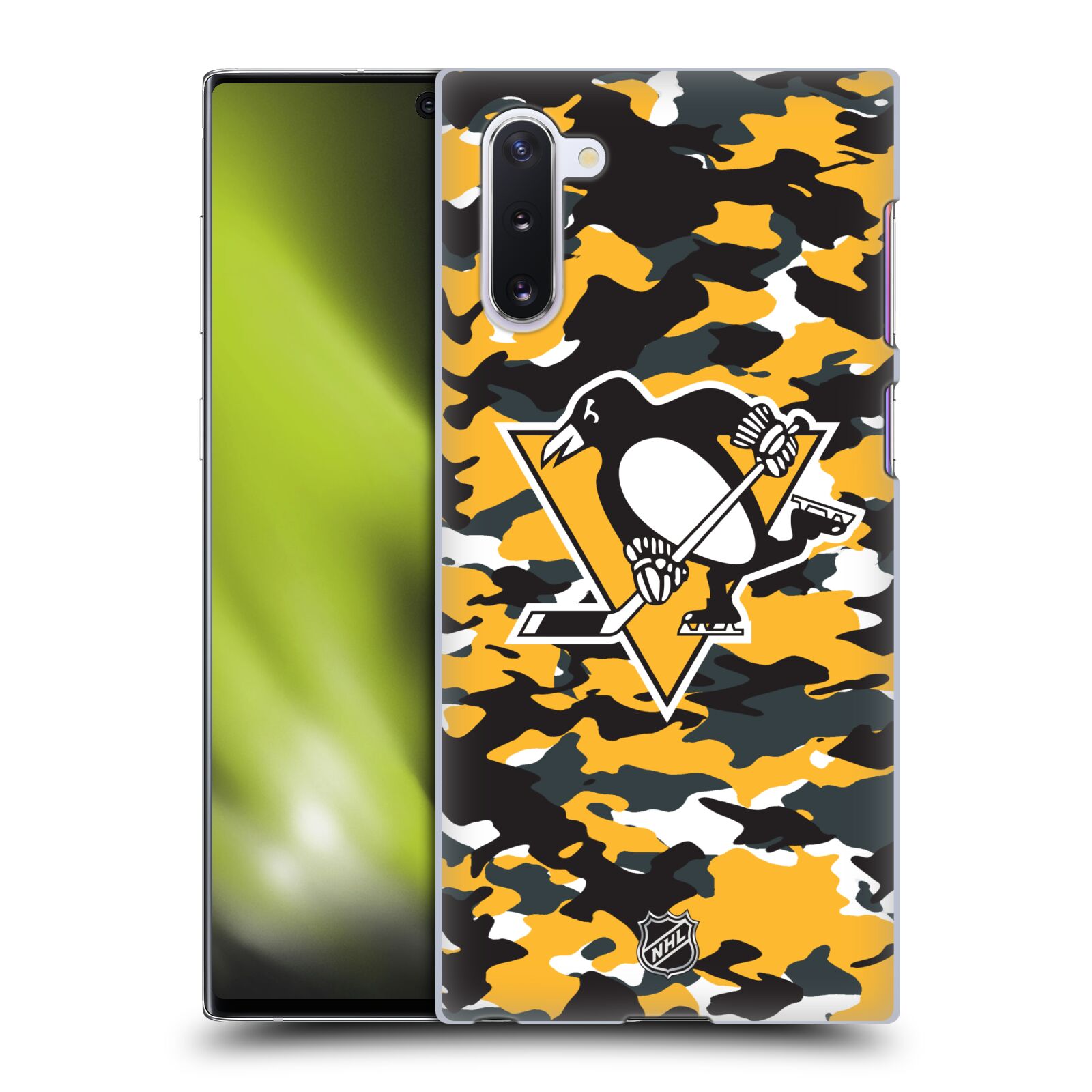 Pouzdro na mobil Samsung Galaxy Note 10 - HEAD CASE - Hokej NHL - Pittsburgh Penguins - kamufláž znak