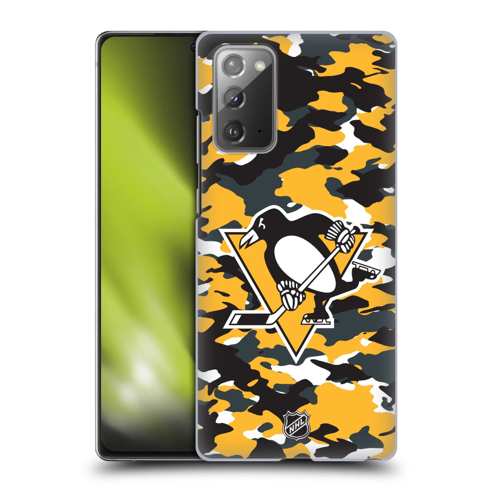 Pouzdro na mobil Samsung Galaxy Note 20 - HEAD CASE - Hokej NHL - Pittsburgh Penguins - kamufláž znak