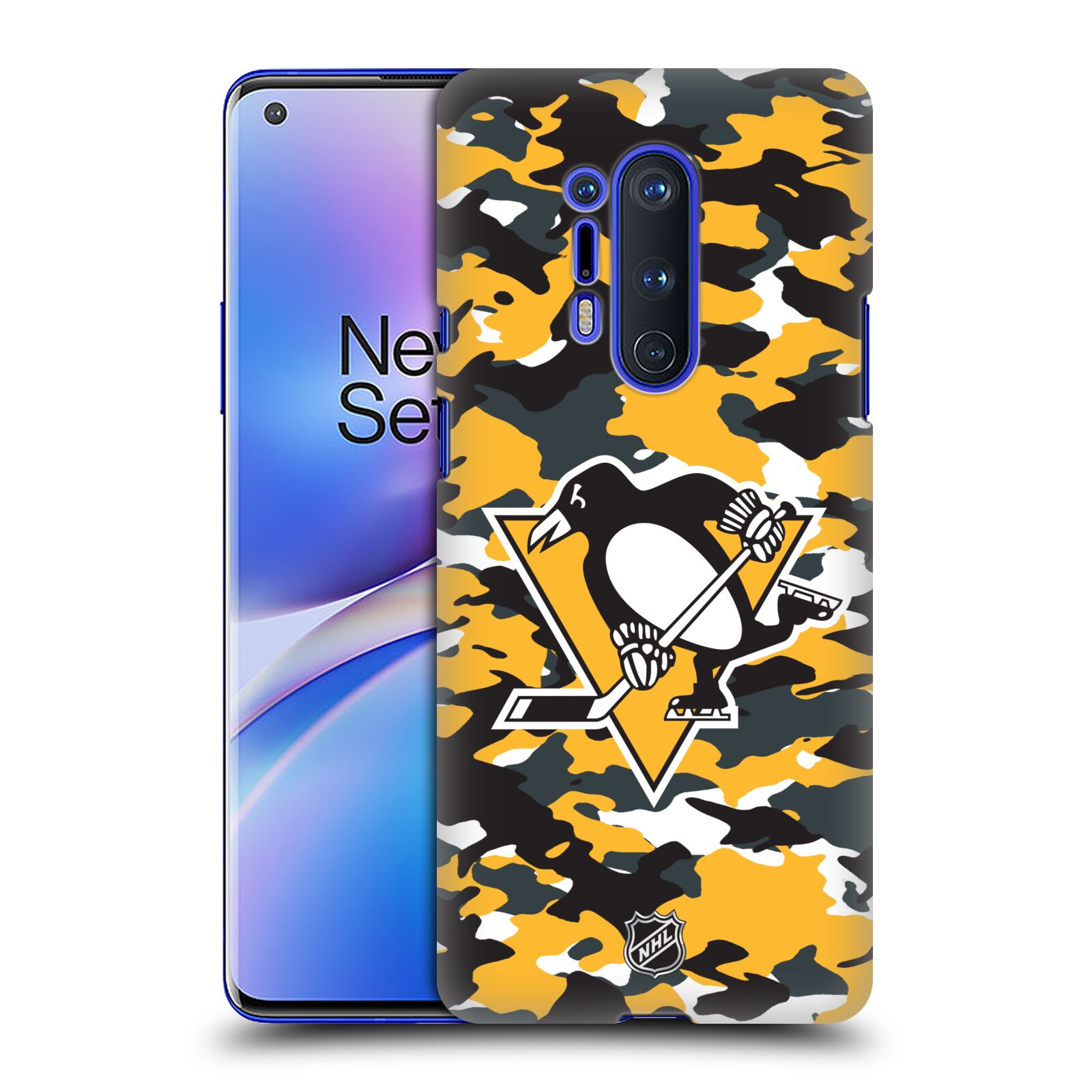 Pouzdro na mobil OnePlus 8 PRO 5G - HEAD CASE - Hokej NHL - Pittsburgh Penguins - kamufláž znak