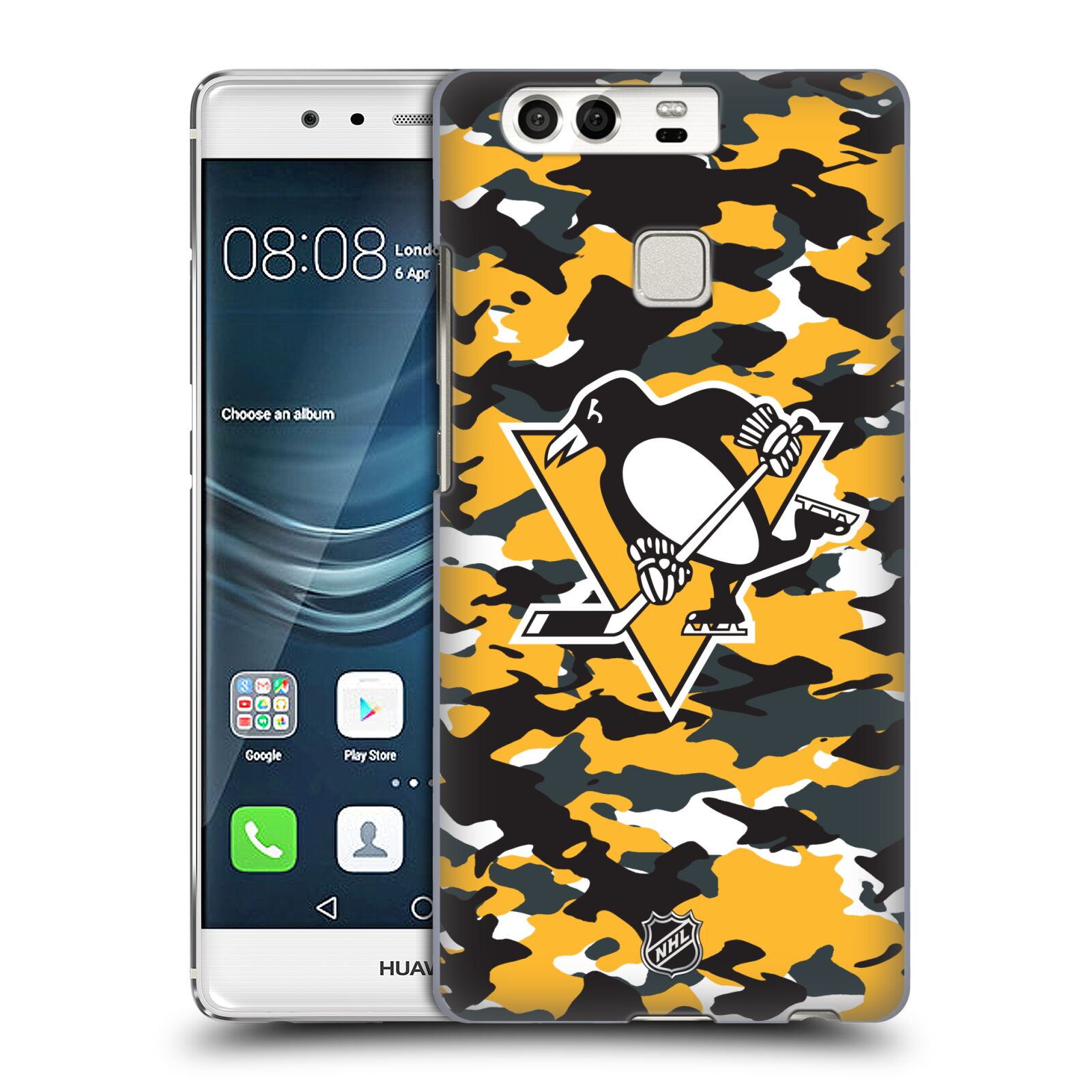 Pouzdro na mobil Huawei P9 / P9 DUAL SIM - HEAD CASE - Hokej NHL - Pittsburgh Penguins - kamufláž znak