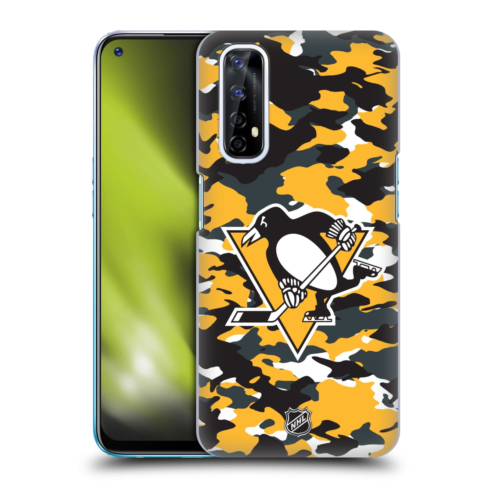 Pouzdro na mobil Realme 7 - HEAD CASE - Hokej NHL - Pittsburgh Penguins - kamufláž znak