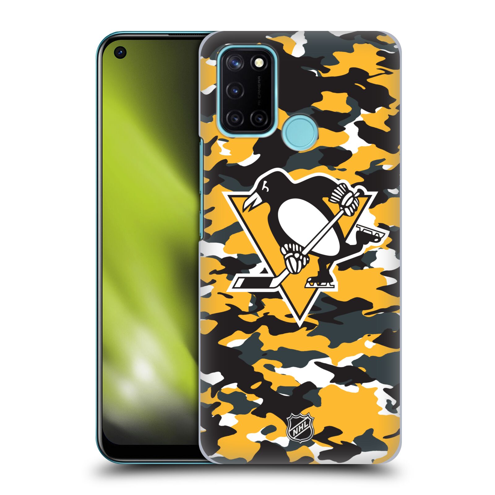 Pouzdro na mobil Realme 7i / Realme C17 - HEAD CASE - Hokej NHL - Pittsburgh Penguins - kamufláž znak