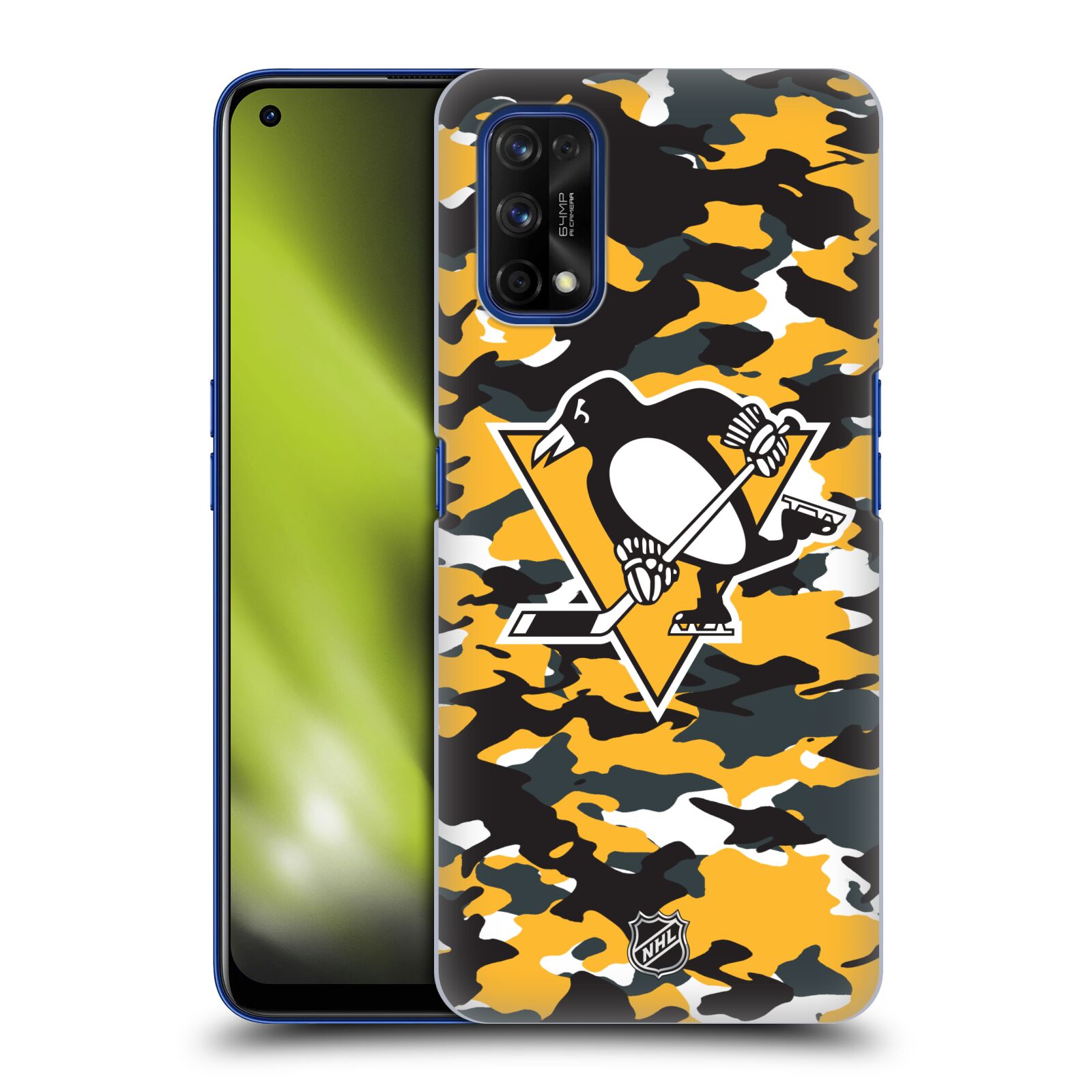 Pouzdro na mobil Realme 7 PRO - HEAD CASE - Hokej NHL - Pittsburgh Penguins - kamufláž znak