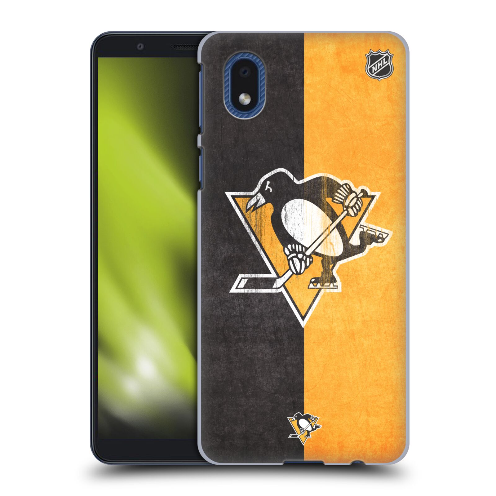 Pouzdro na mobil Samsung Galaxy A01 CORE - HEAD CASE - Hokej NHL - Pittsburgh Penguins - Znak oldschool