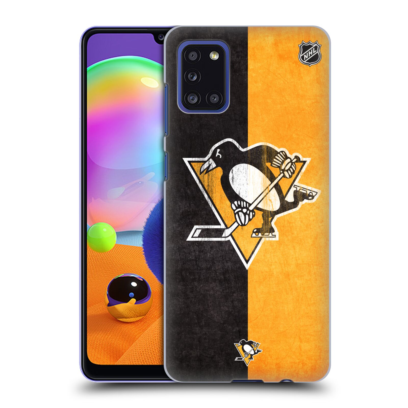 Pouzdro na mobil Samsung Galaxy A31 - HEAD CASE - Hokej NHL - Pittsburgh Penguins - Znak oldschool