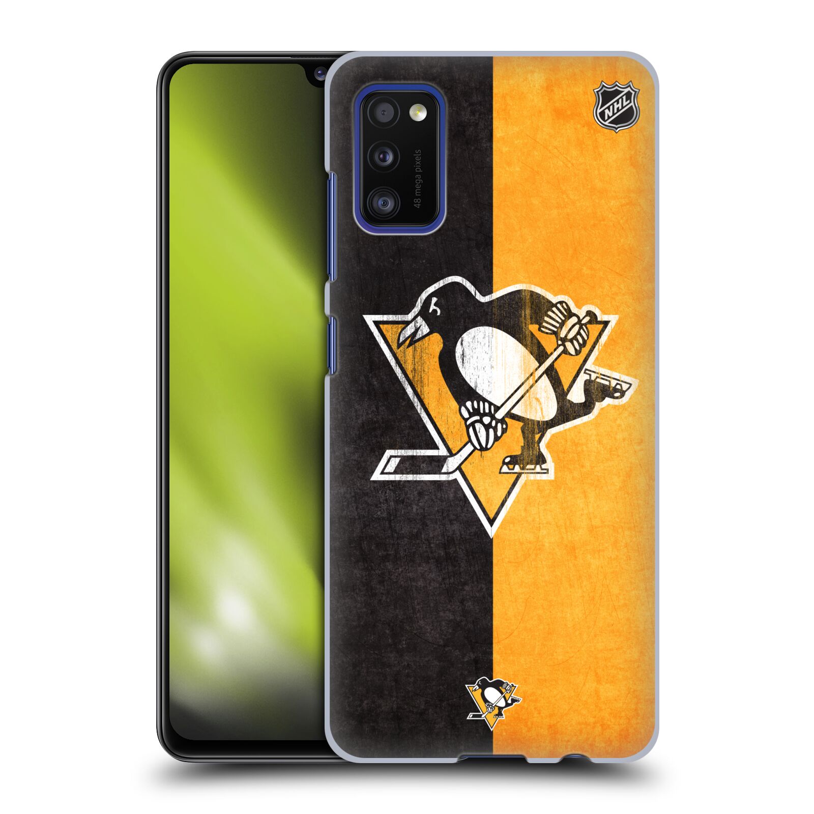 Pouzdro na mobil Samsung Galaxy A41 - HEAD CASE - Hokej NHL - Pittsburgh Penguins - Znak oldschool