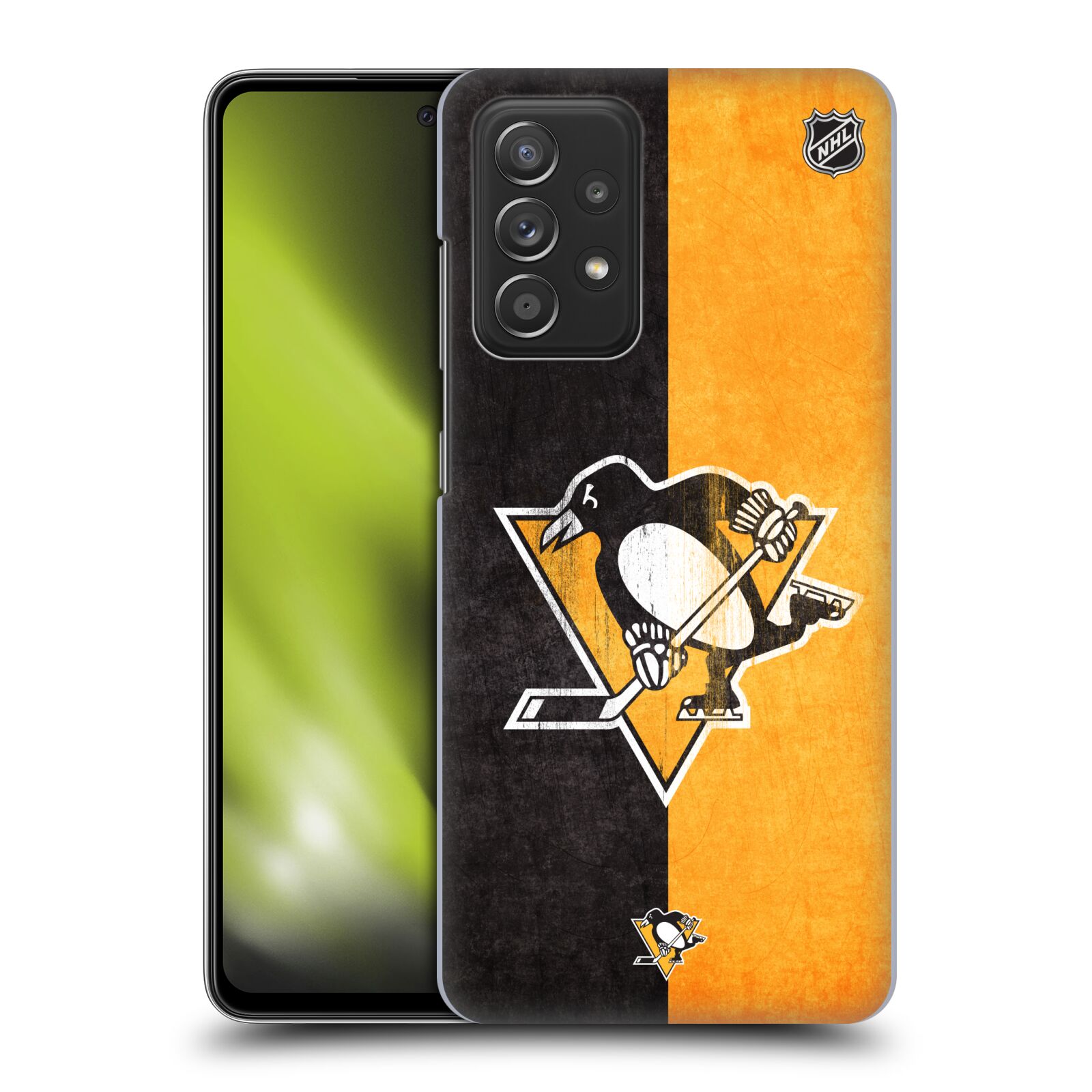 Pouzdro na mobil Samsung Galaxy A52 / A52 5G / A52s 5G - HEAD CASE - Hokej NHL - Pittsburgh Penguins - Znak oldschool