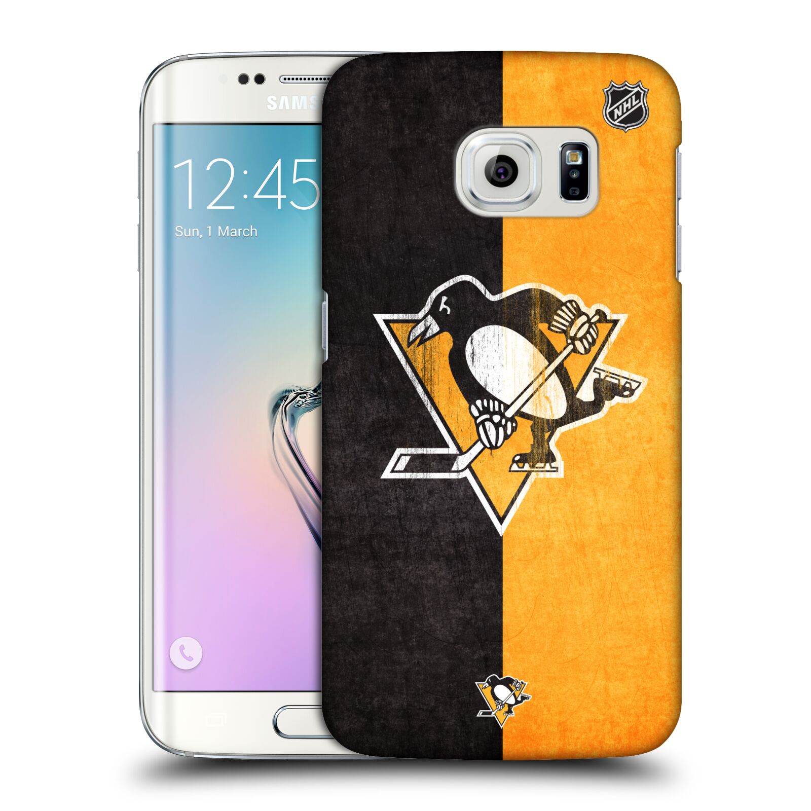 Pouzdro na mobil Samsung Galaxy S6 EDGE - HEAD CASE - Hokej NHL - Pittsburgh Penguins - Znak oldschool