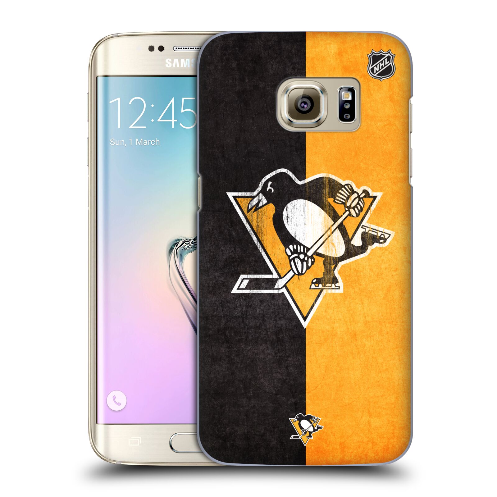 Pouzdro na mobil Samsung Galaxy S7 EDGE - HEAD CASE - Hokej NHL - Pittsburgh Penguins - Znak oldschool