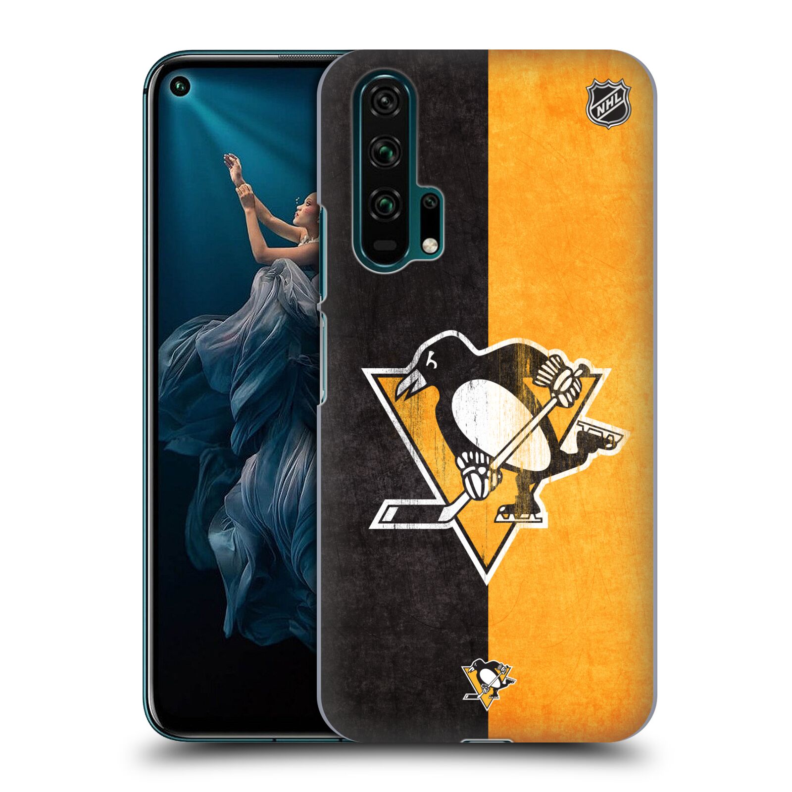Pouzdro na mobil HONOR 20 PRO - HEAD CASE - Hokej NHL - Pittsburgh Penguins - Znak oldschool