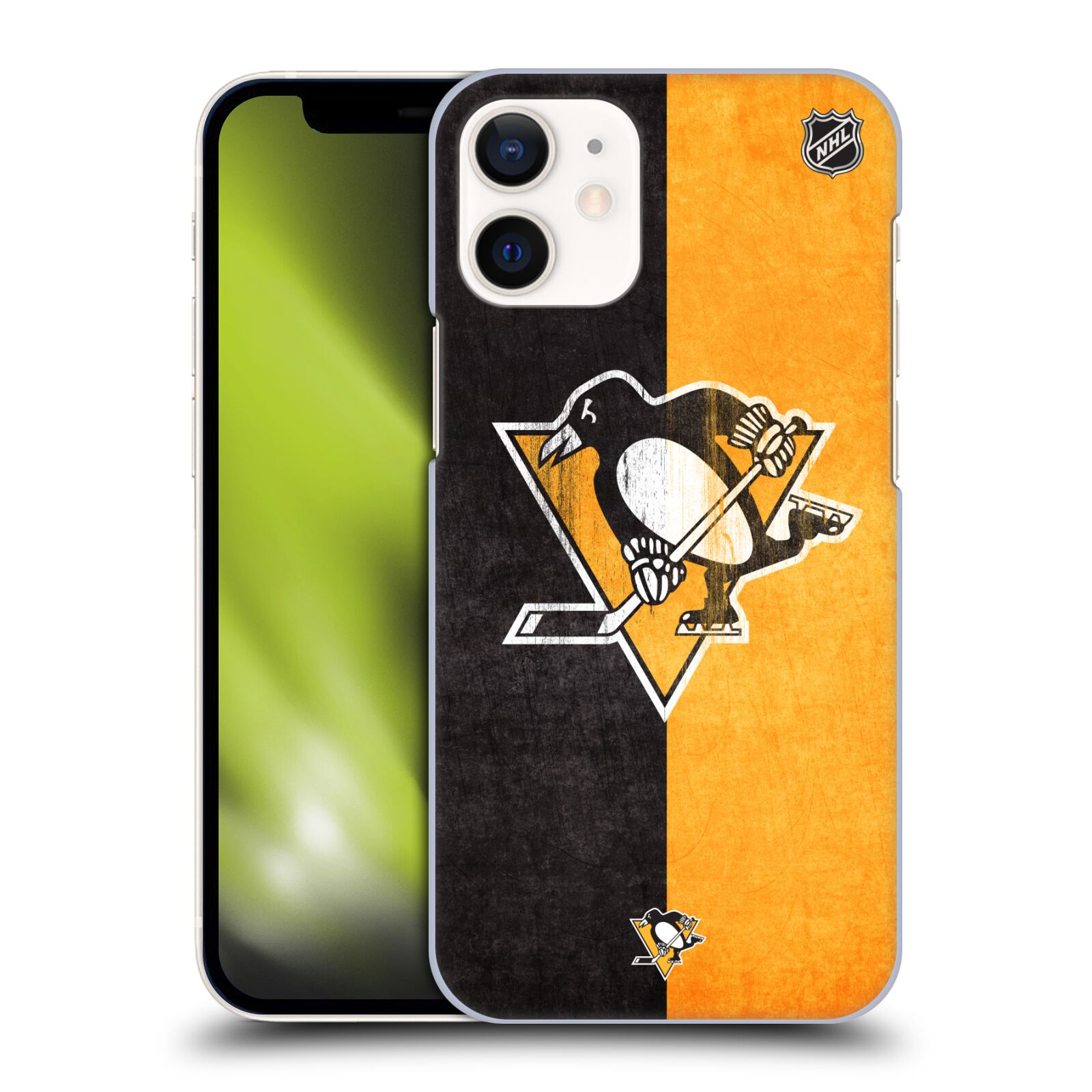 Pouzdro na mobil Apple Iphone 12 MINI - HEAD CASE - Hokej NHL - Pittsburgh Penguins - Znak oldschool