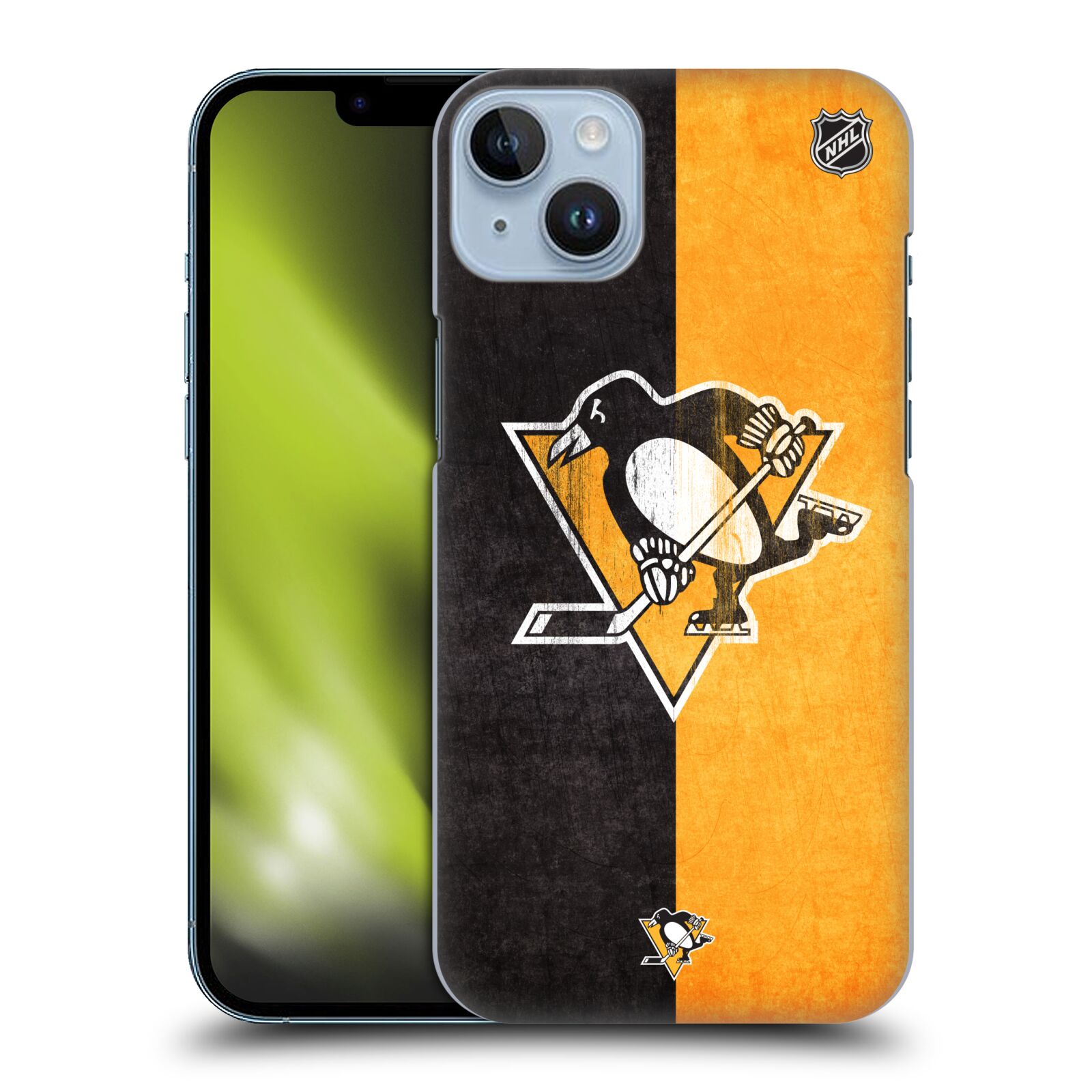 Pouzdro na mobil Apple Iphone 14 PLUS - HEAD CASE - Hokej NHL - Pittsburgh Penguins - Znak oldschool