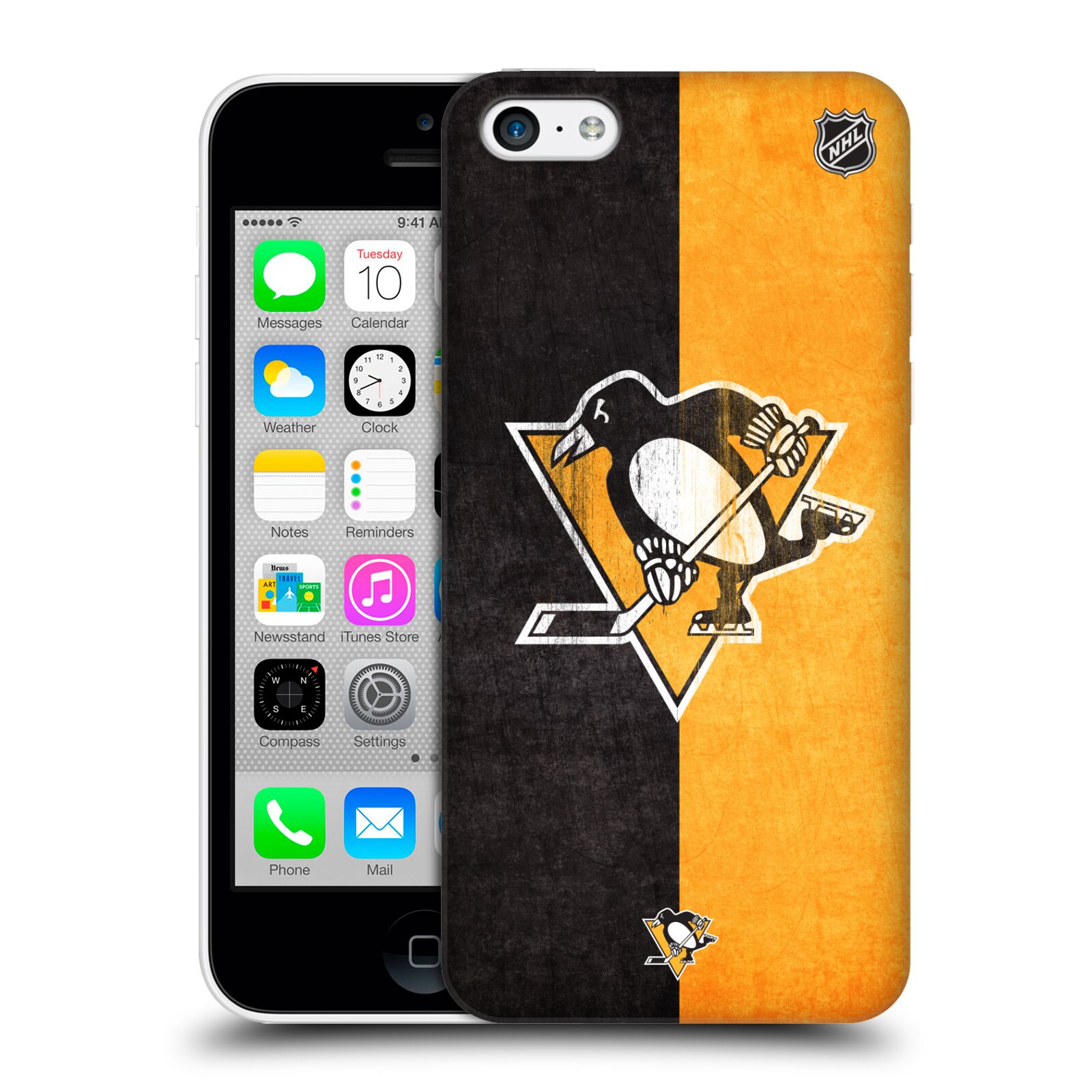 Pouzdro na mobil Apple Iphone 5C - HEAD CASE - Hokej NHL - Pittsburgh Penguins - Znak oldschool