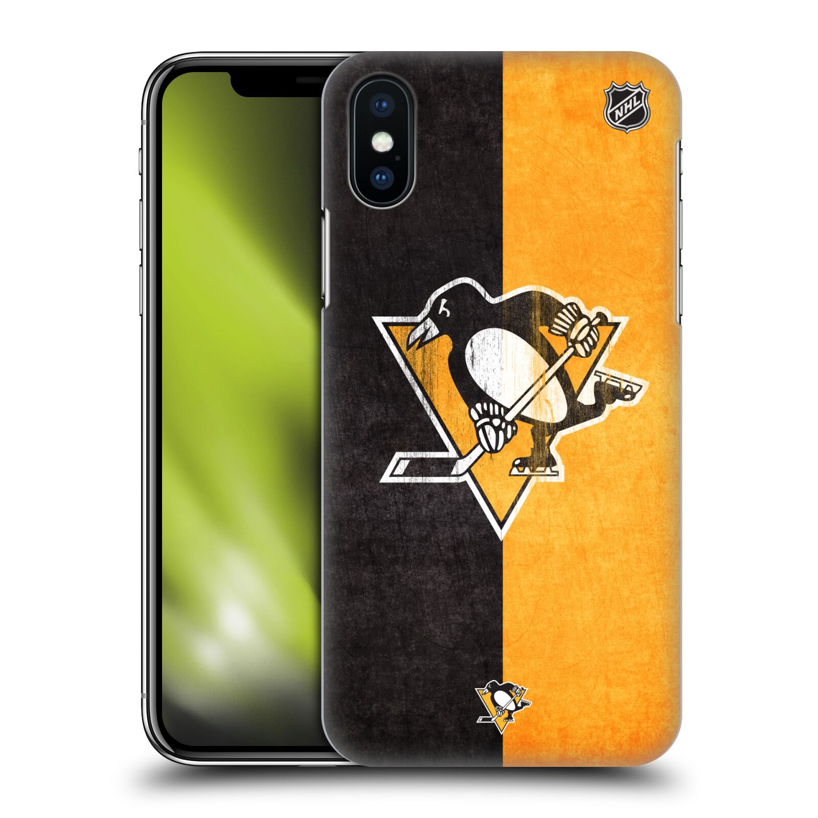 Pouzdro na mobil Apple Iphone X/XS - HEAD CASE - Hokej NHL - Pittsburgh Penguins - Znak oldschool
