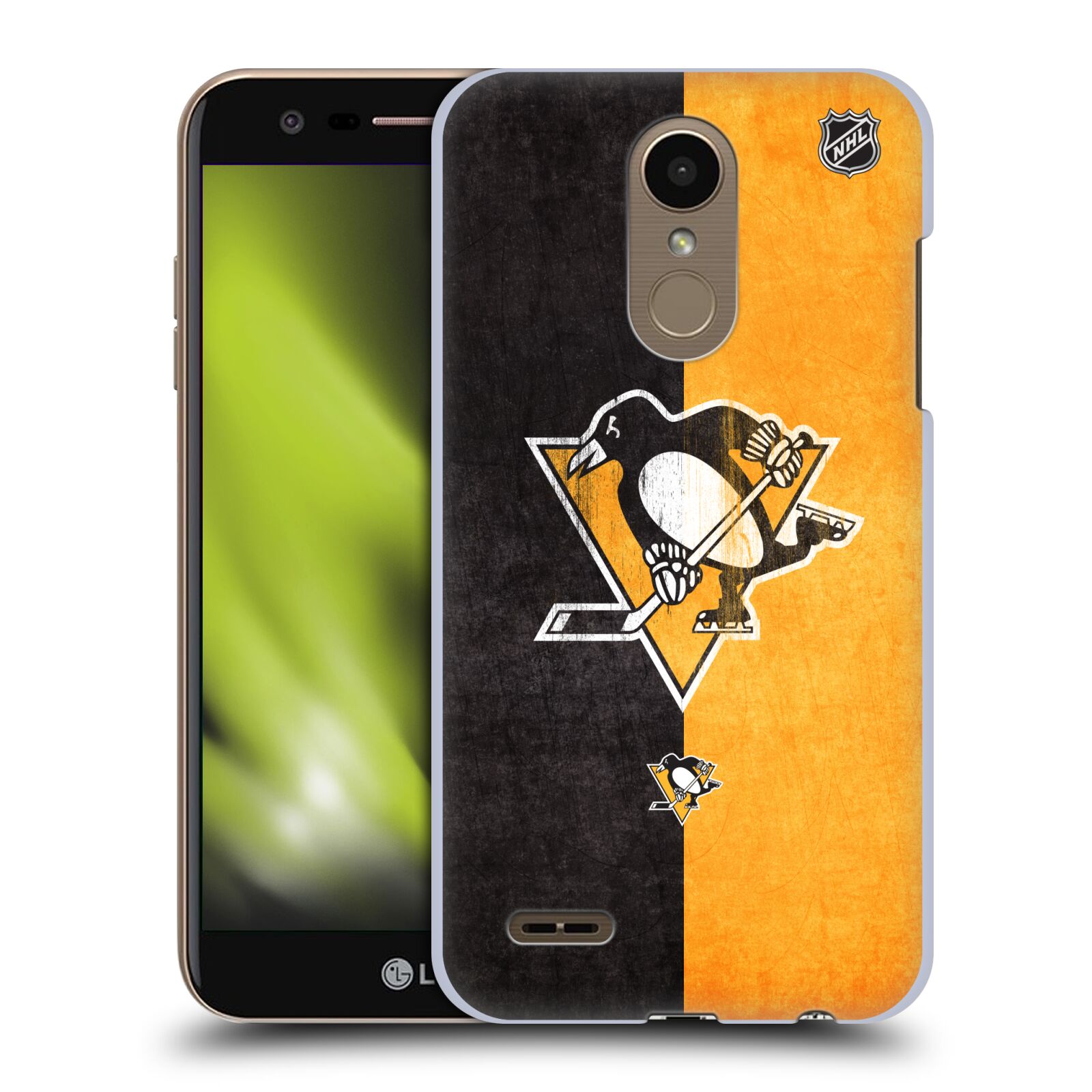 Pouzdro na mobil LG K10 2018 - HEAD CASE - Hokej NHL - Pittsburgh Penguins - Znak oldschool