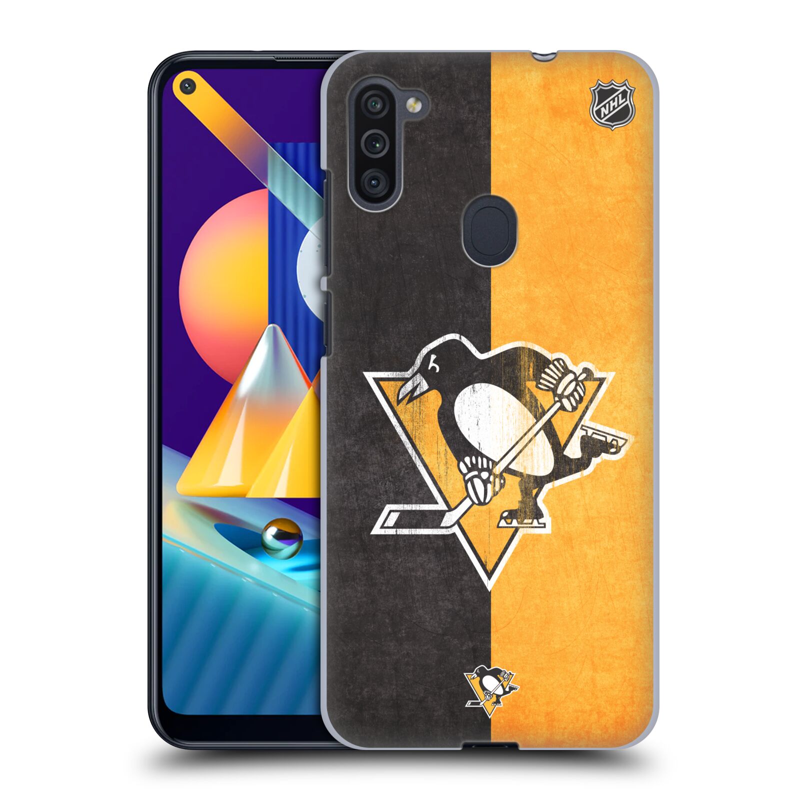 Pouzdro na mobil Samsung Galaxy M11 - HEAD CASE - Hokej NHL - Pittsburgh Penguins - Znak oldschool