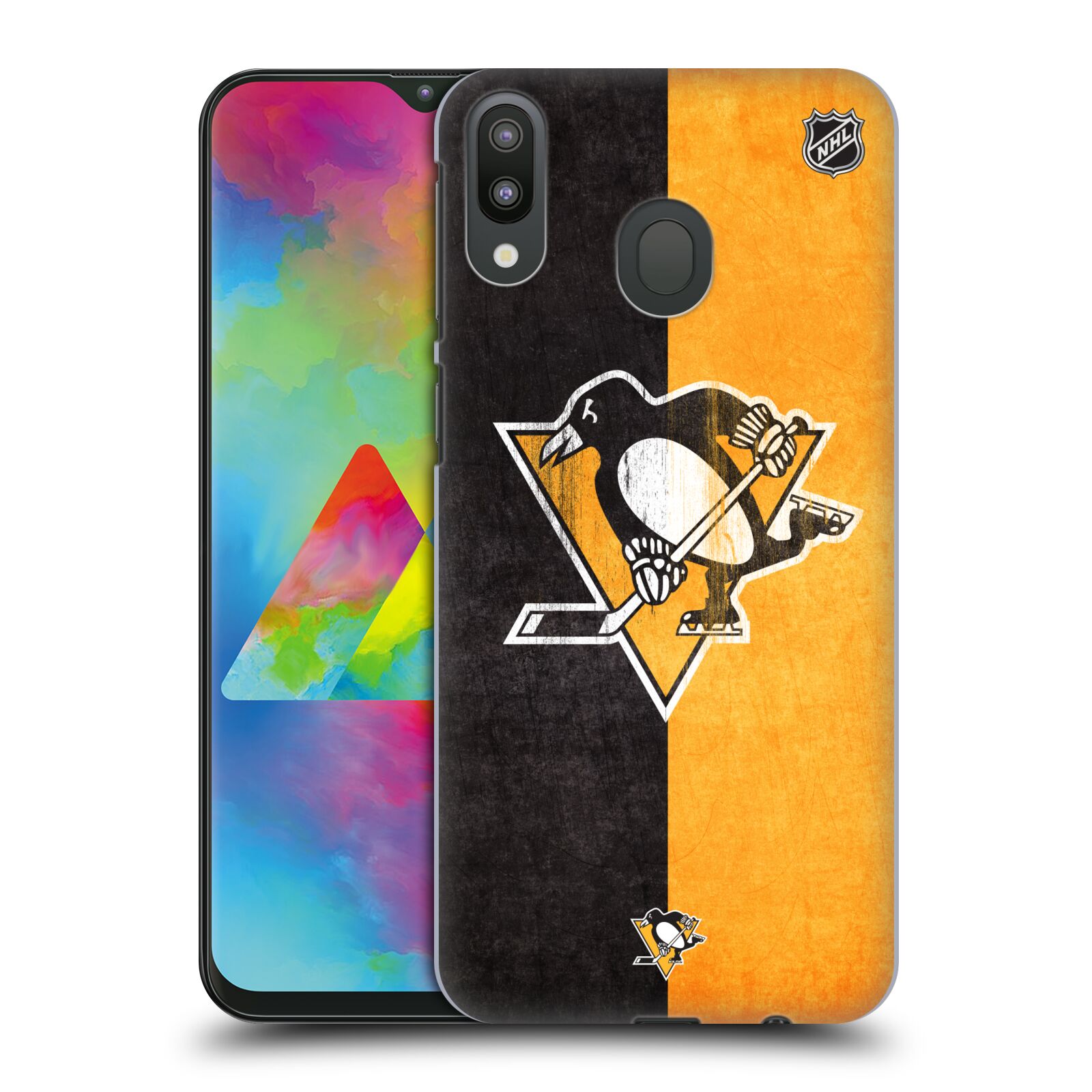 Pouzdro na mobil Samsung Galaxy M20 - HEAD CASE - Hokej NHL - Pittsburgh Penguins - Znak oldschool