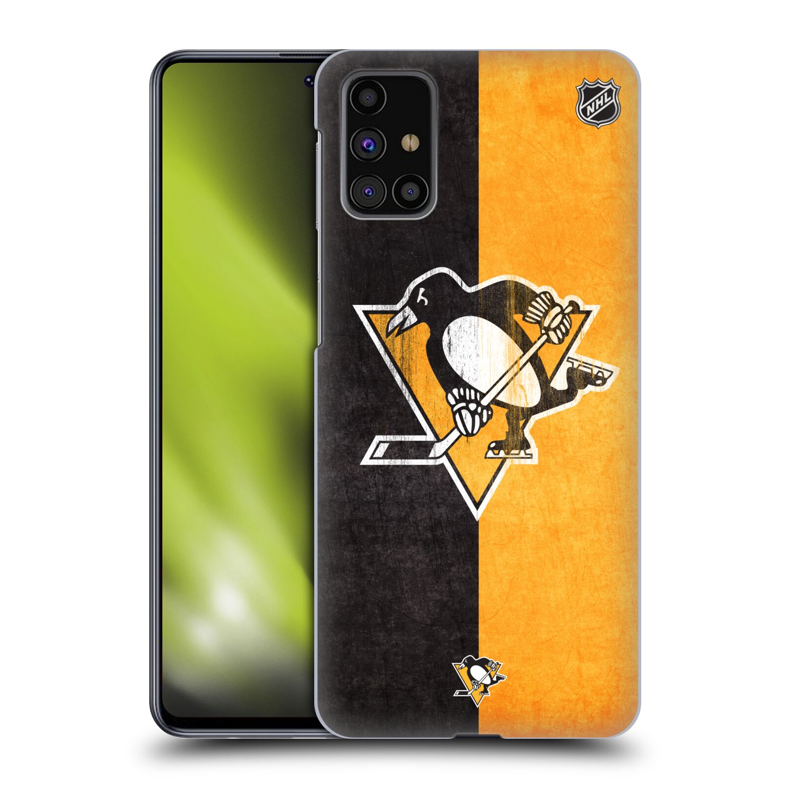 Pouzdro na mobil Samsung Galaxy M31s - HEAD CASE - Hokej NHL - Pittsburgh Penguins - Znak oldschool