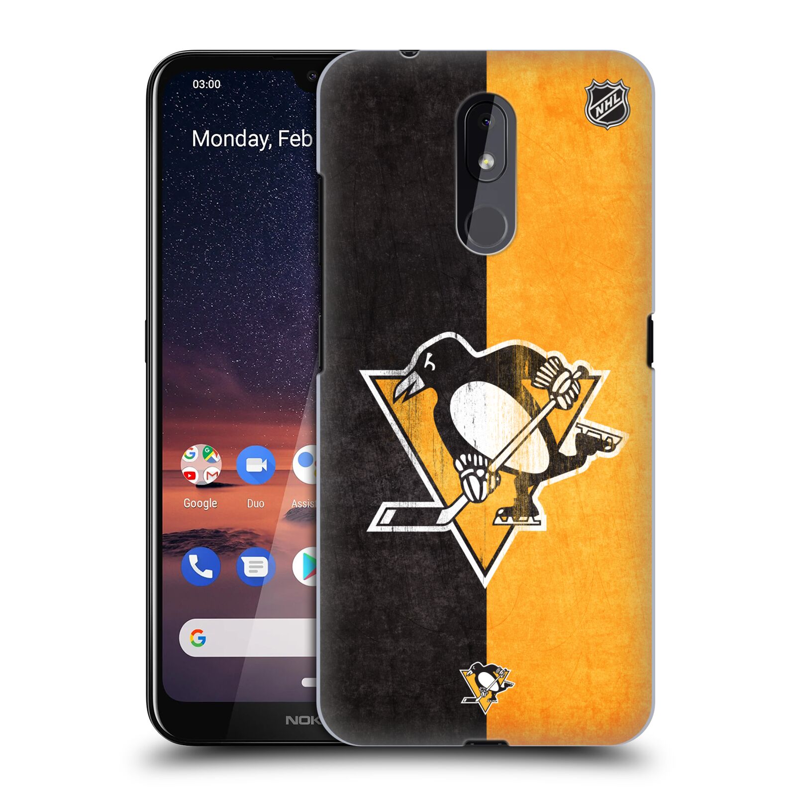 Pouzdro na mobil Nokia 3.2 - HEAD CASE - Hokej NHL - Pittsburgh Penguins - Znak oldschool