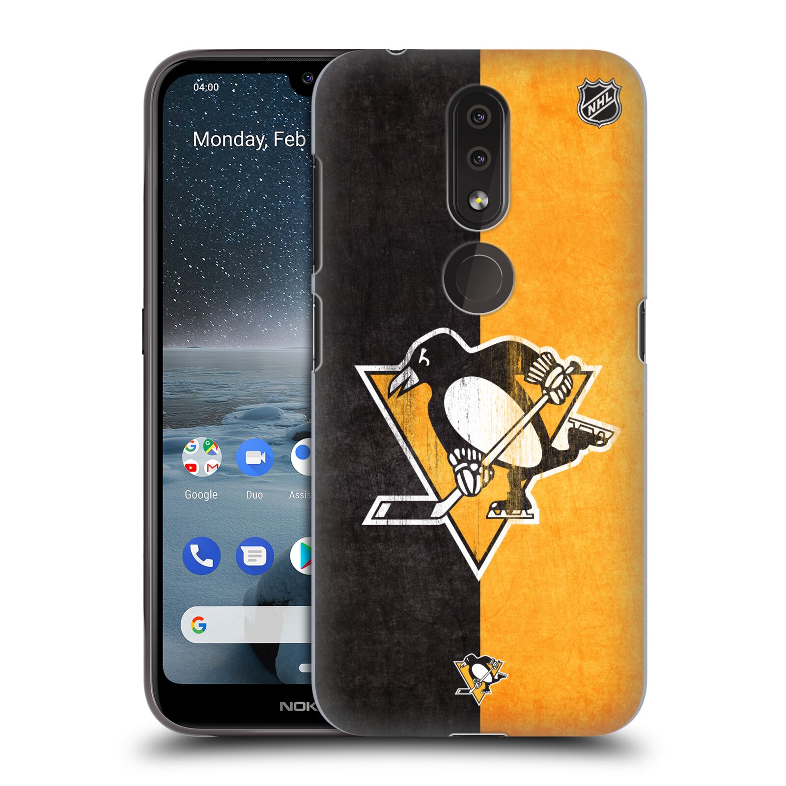 Pouzdro na mobil Nokia 4.2 - HEAD CASE - Hokej NHL - Pittsburgh Penguins - Znak oldschool