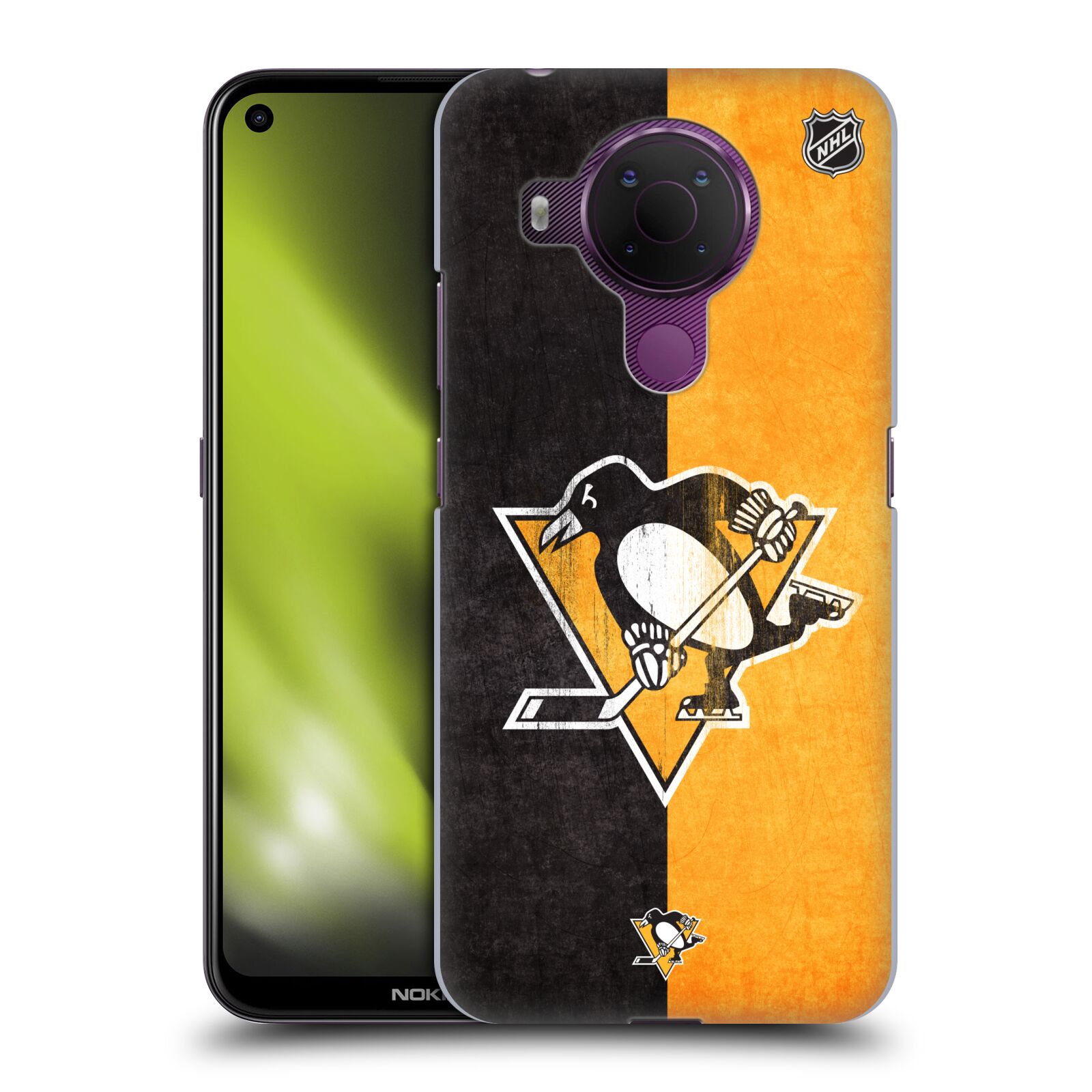 Pouzdro na mobil Nokia 5.4 - HEAD CASE - Hokej NHL - Pittsburgh Penguins - Znak oldschool