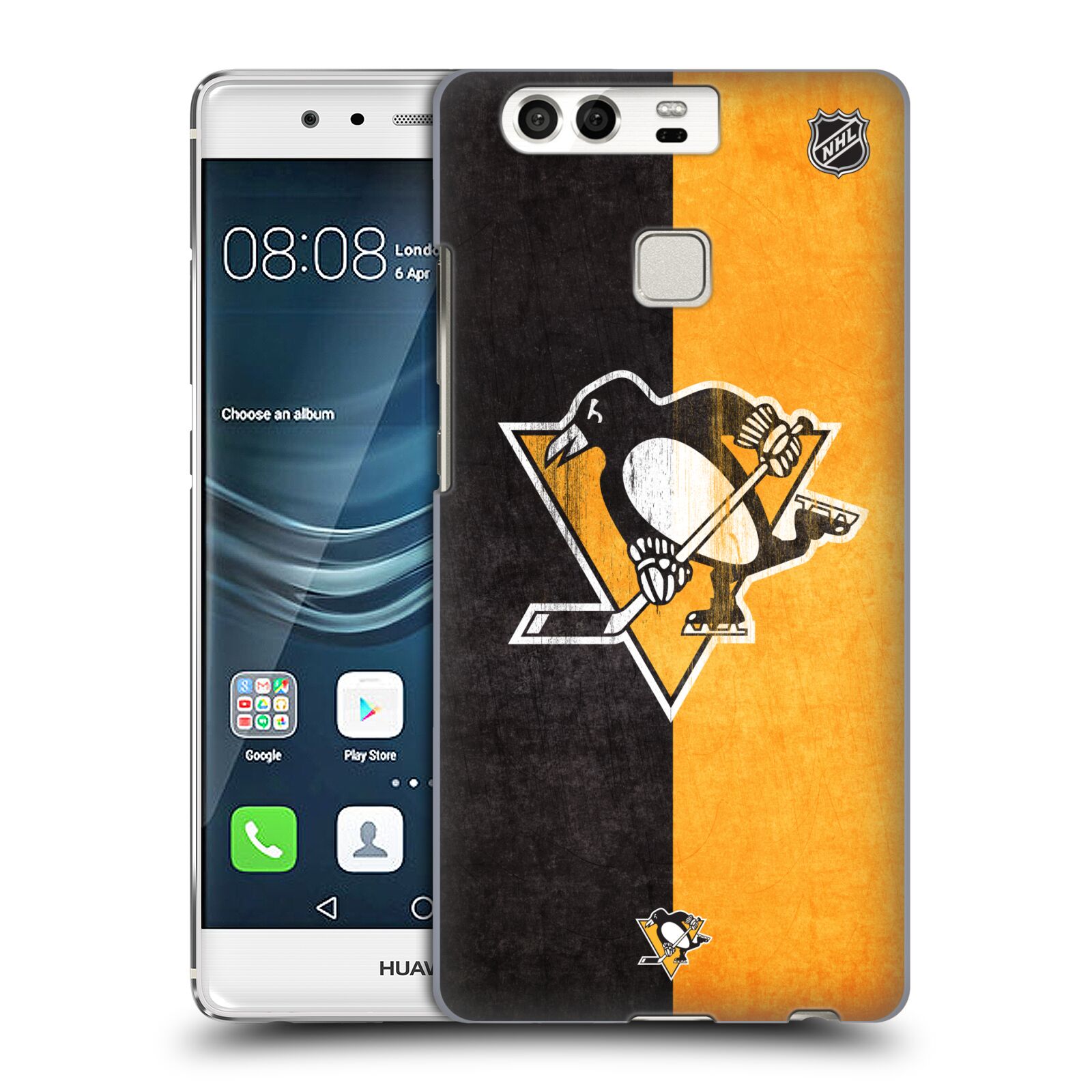 Pouzdro na mobil Huawei P9 / P9 DUAL SIM - HEAD CASE - Hokej NHL - Pittsburgh Penguins - Znak oldschool