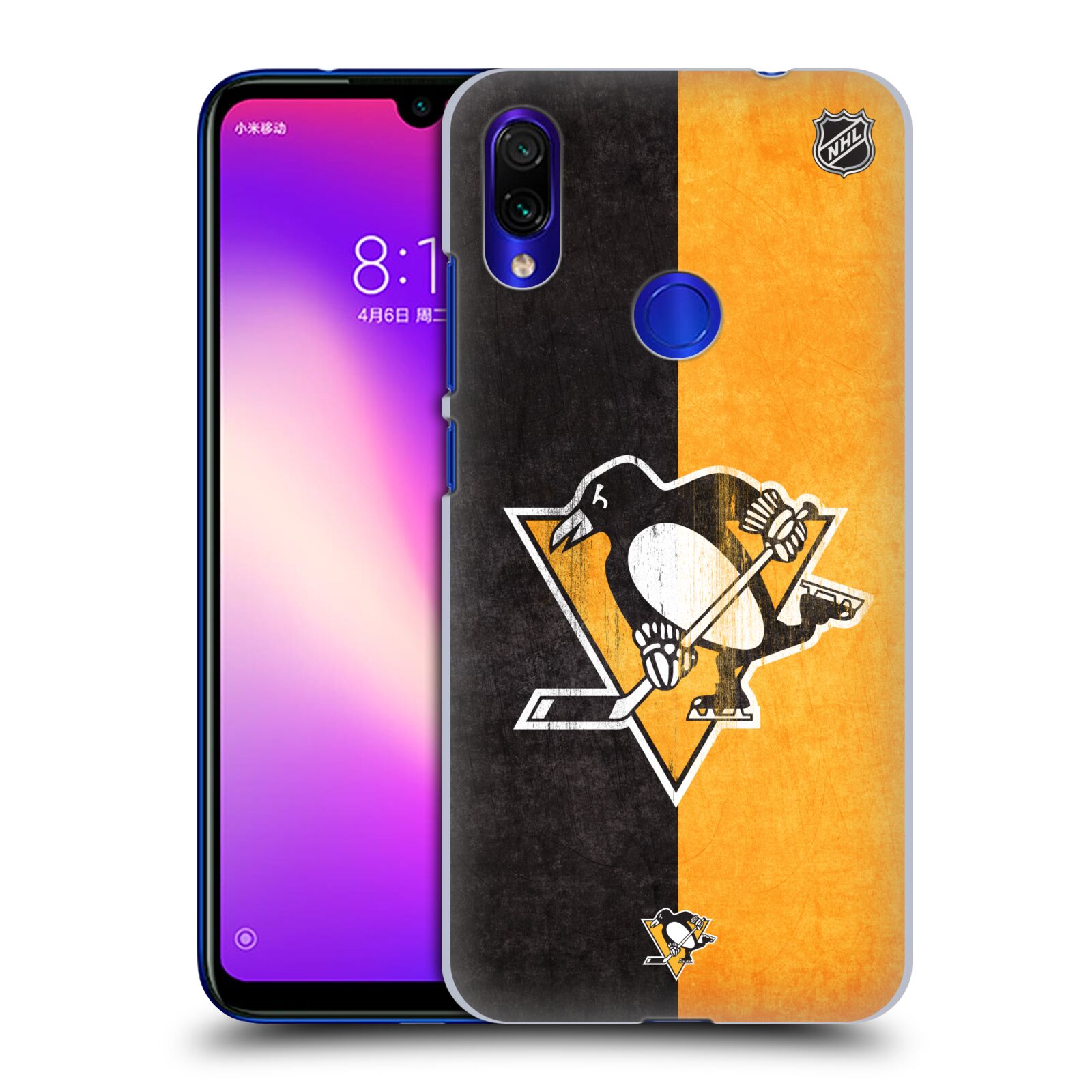 Pouzdro na mobil Xiaomi Redmi Note 7 - HEAD CASE - Hokej NHL - Pittsburgh Penguins - Znak oldschool