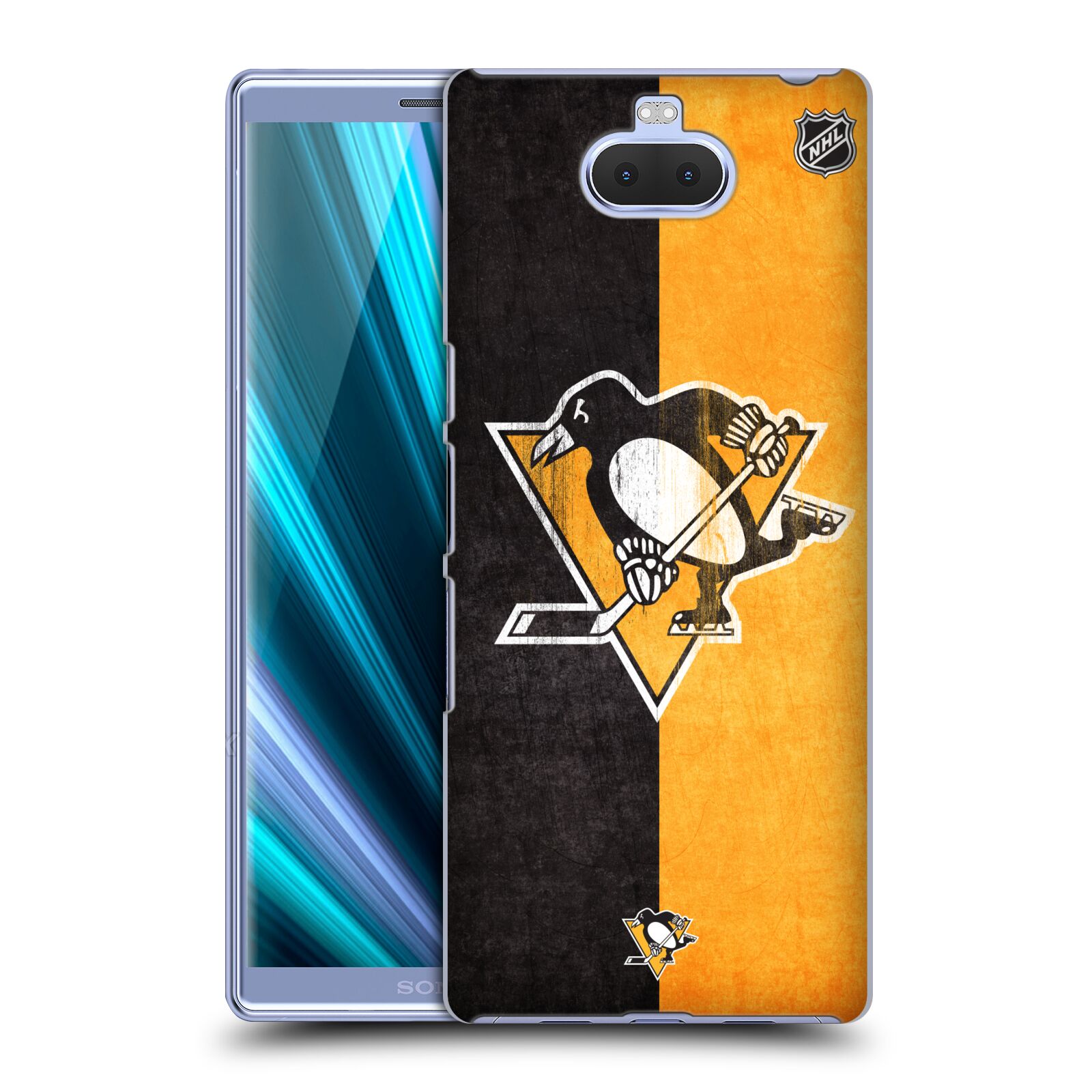 Pouzdro na mobil Sony Xperia 10 - HEAD CASE - Hokej NHL - Pittsburgh Penguins - Znak oldschool