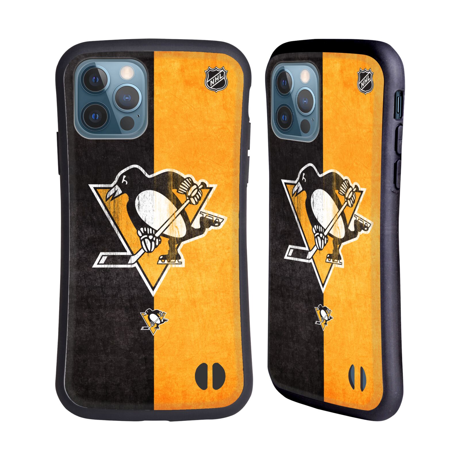 Obal na mobil Apple iPhone 12 / 12 PRO - HEAD CASE - NHL - pruhy logo Pittsburgh Penguins