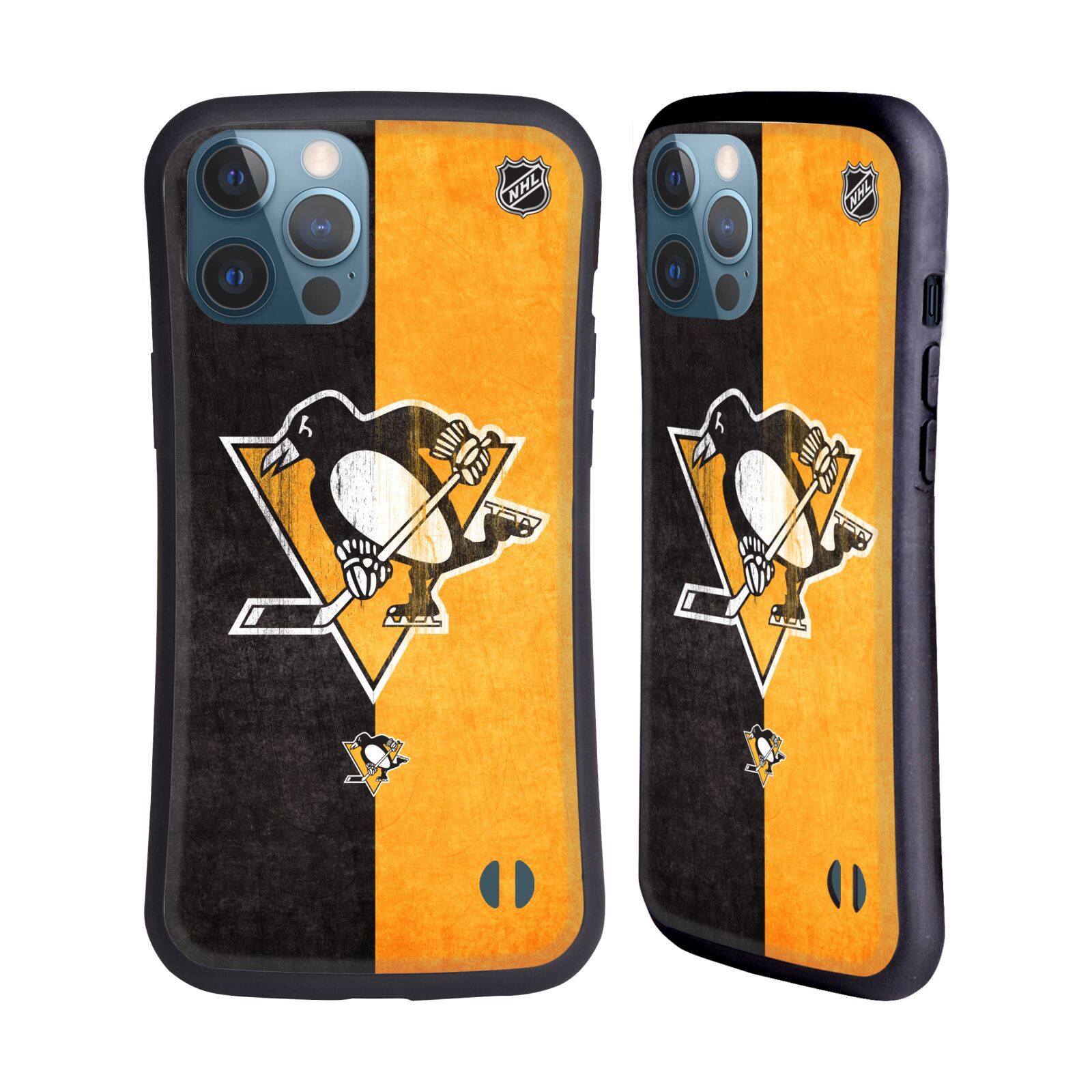 Obal na mobil Apple iPhone 13 PRO MAX - HEAD CASE - NHL - pruhy logo Pittsburgh Penguins