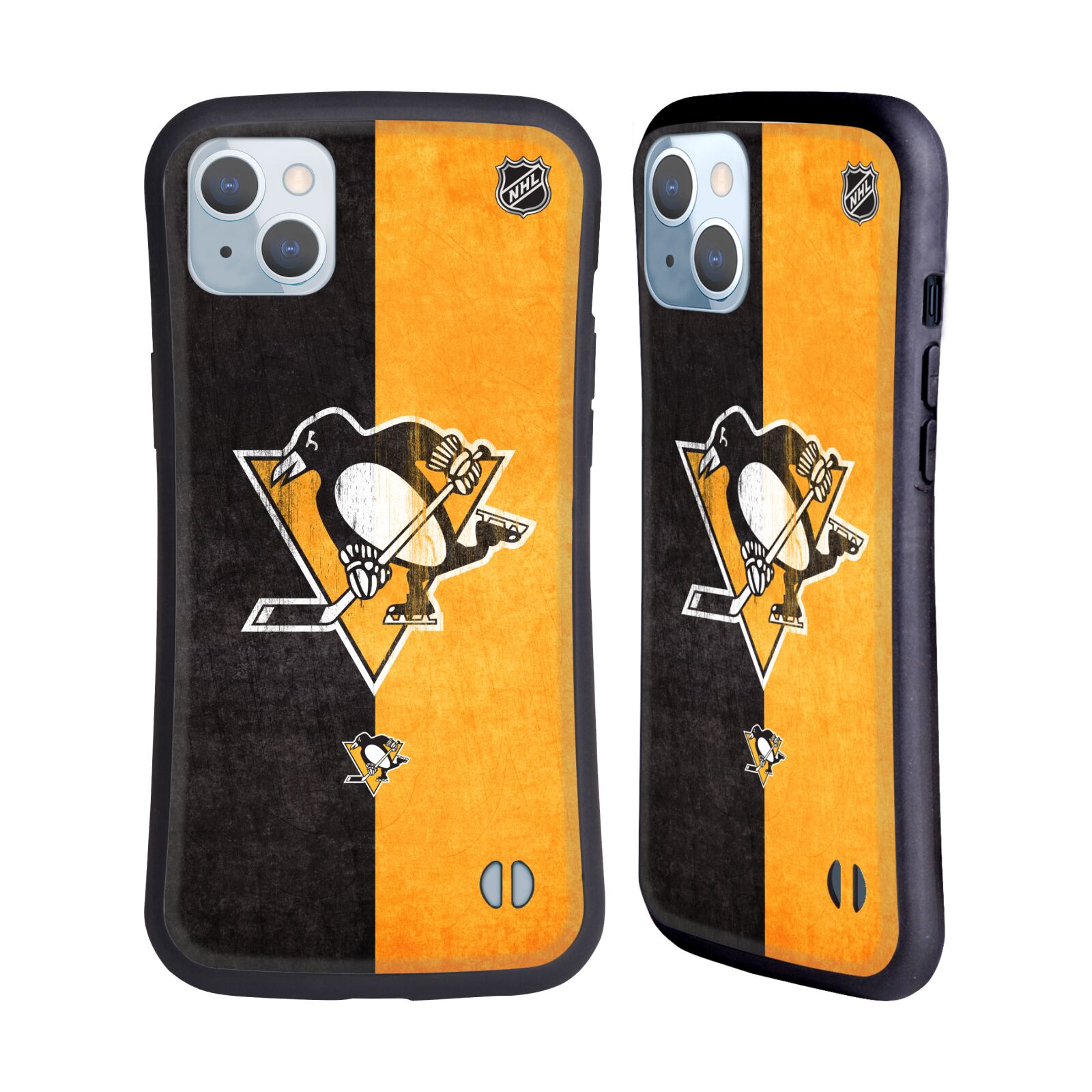 Obal na mobil Apple iPhone 14 PLUS - HEAD CASE - NHL - pruhy logo Pittsburgh Penguins