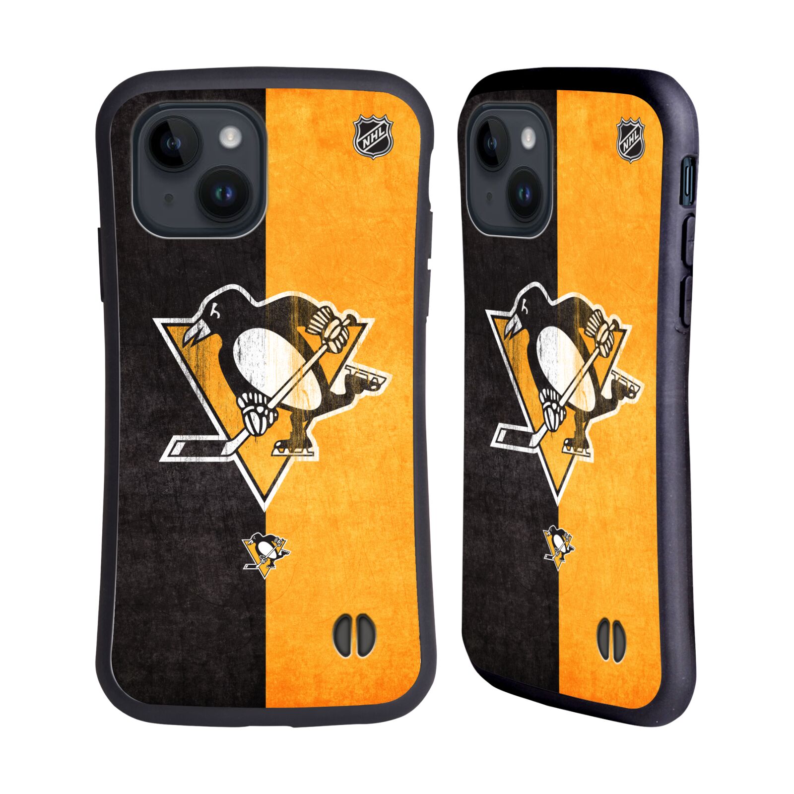 Obal na mobil Apple iPhone 15 - HEAD CASE - NHL - pruhy logo Pittsburgh Penguins