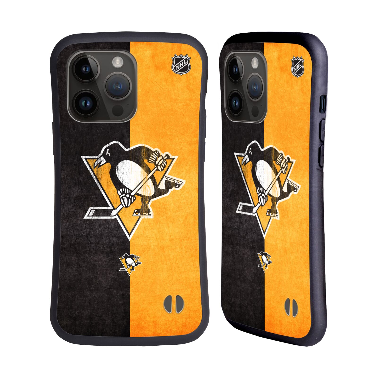 Obal na mobil Apple iPhone 15 PRO MAX - HEAD CASE - NHL - pruhy logo Pittsburgh Penguins
