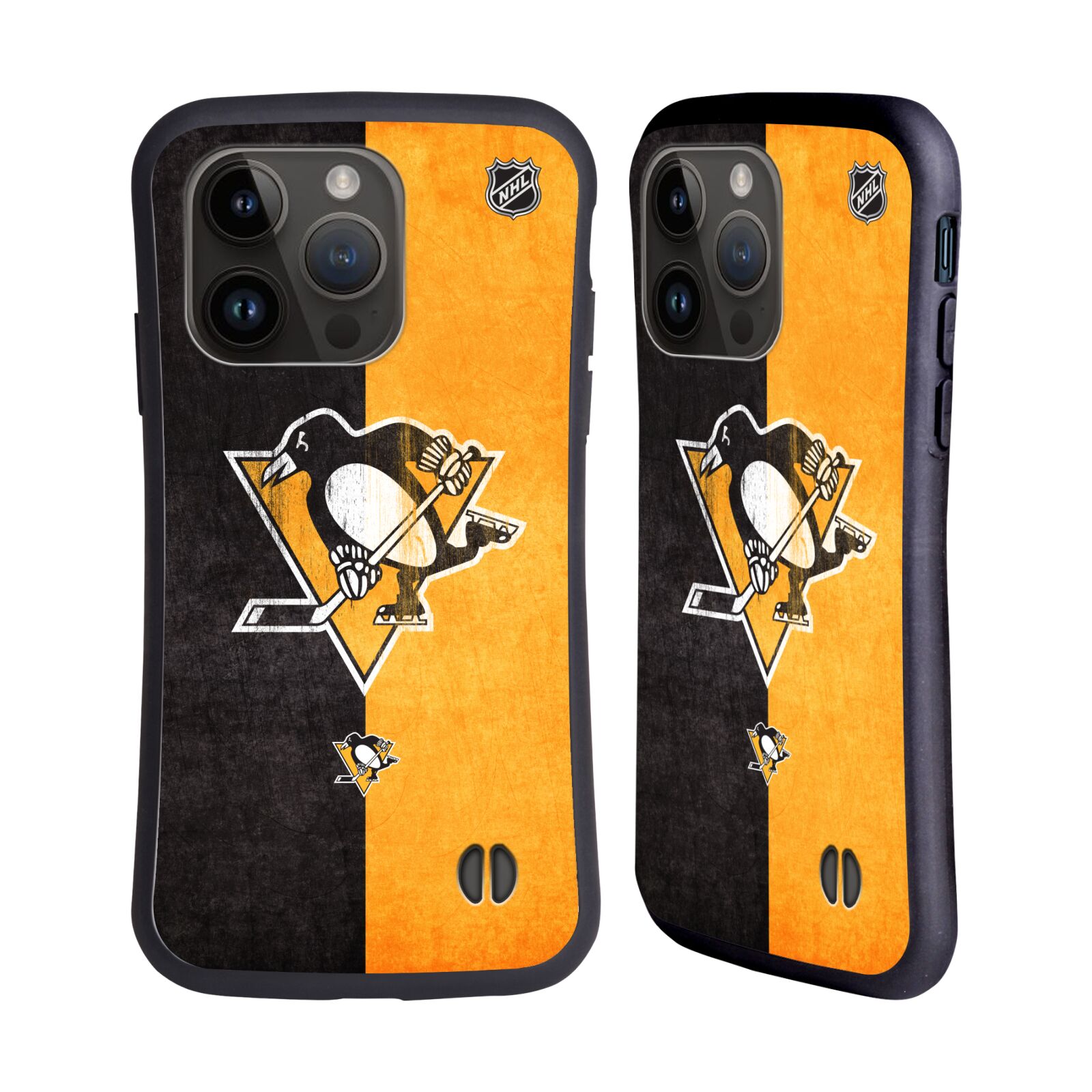 Obal na mobil Apple iPhone 15 PRO - HEAD CASE - NHL - pruhy logo Pittsburgh Penguins