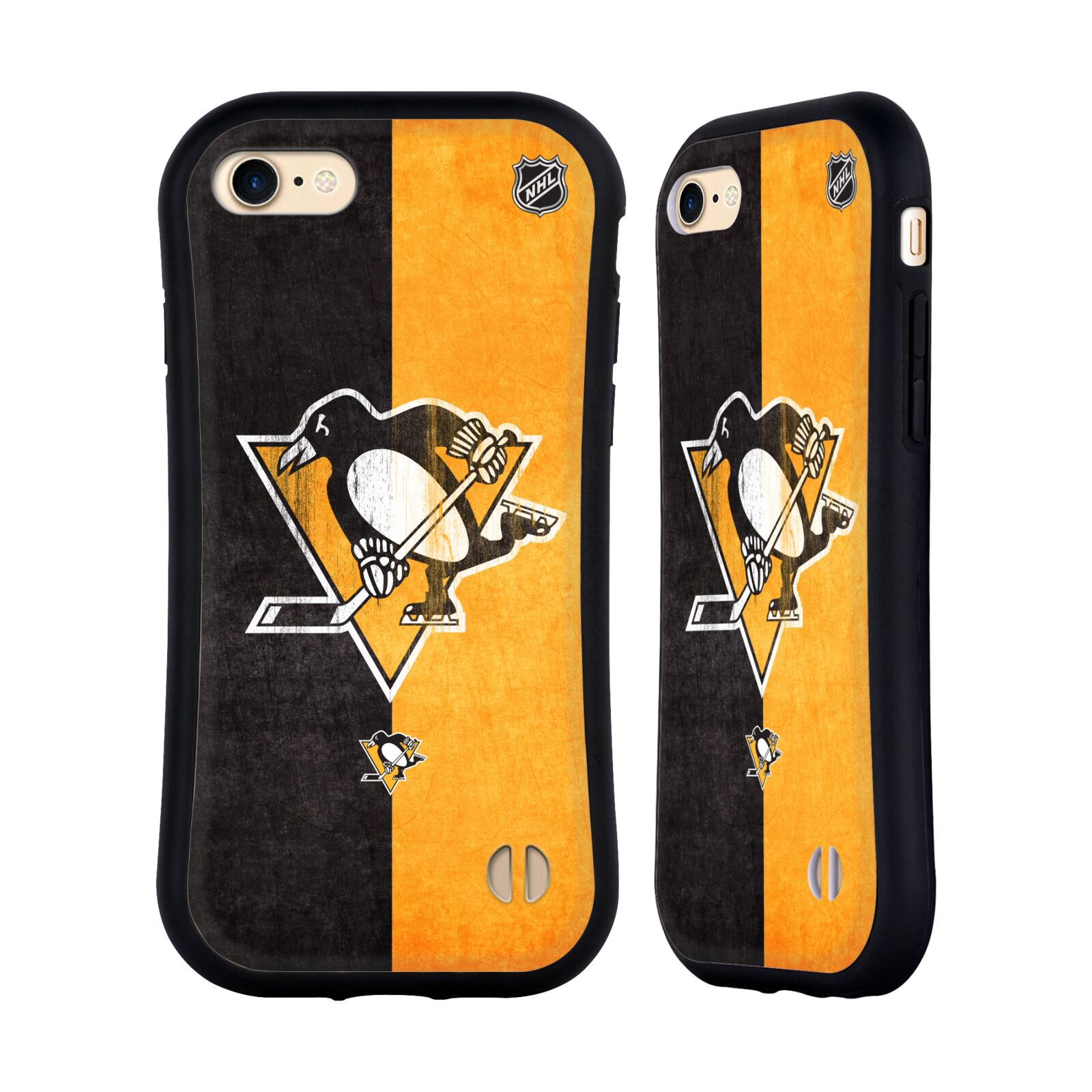 Obal na mobil Apple iPhone 7/8, SE 2020 - HEAD CASE - NHL - pruhy logo Pittsburgh Penguins