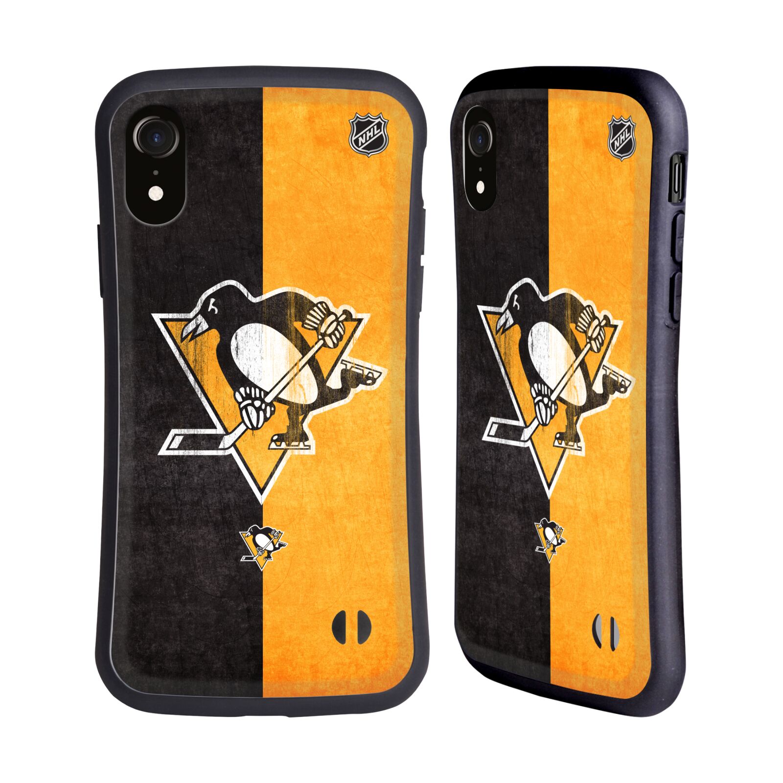 Obal na mobil Apple iPhone XR - HEAD CASE - NHL - pruhy logo Pittsburgh Penguins