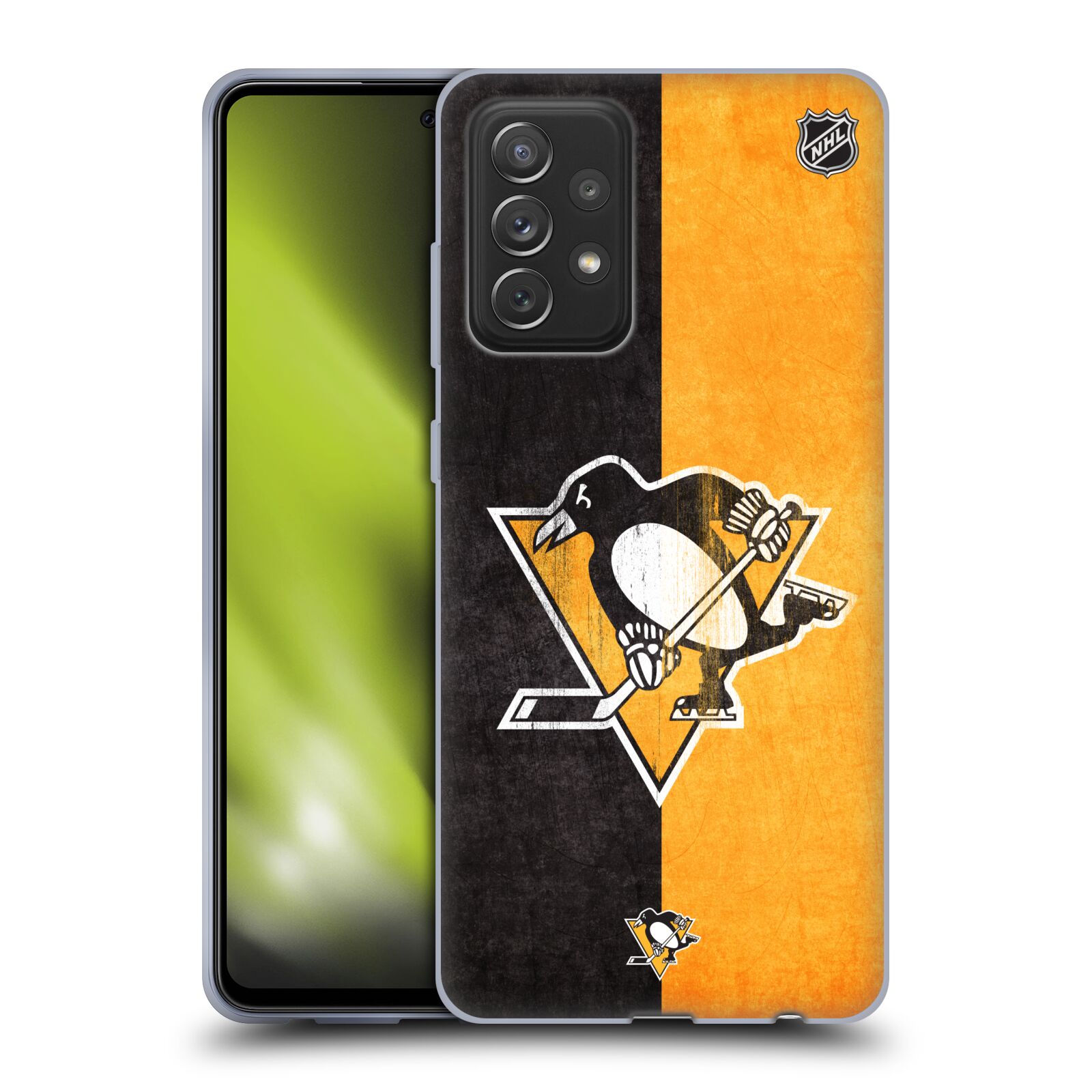 Pouzdro na mobil Samsung Galaxy A72 / A72 5G - HEAD CASE - Hokej NHL - Pittsburgh Penguins - Znak oldschool